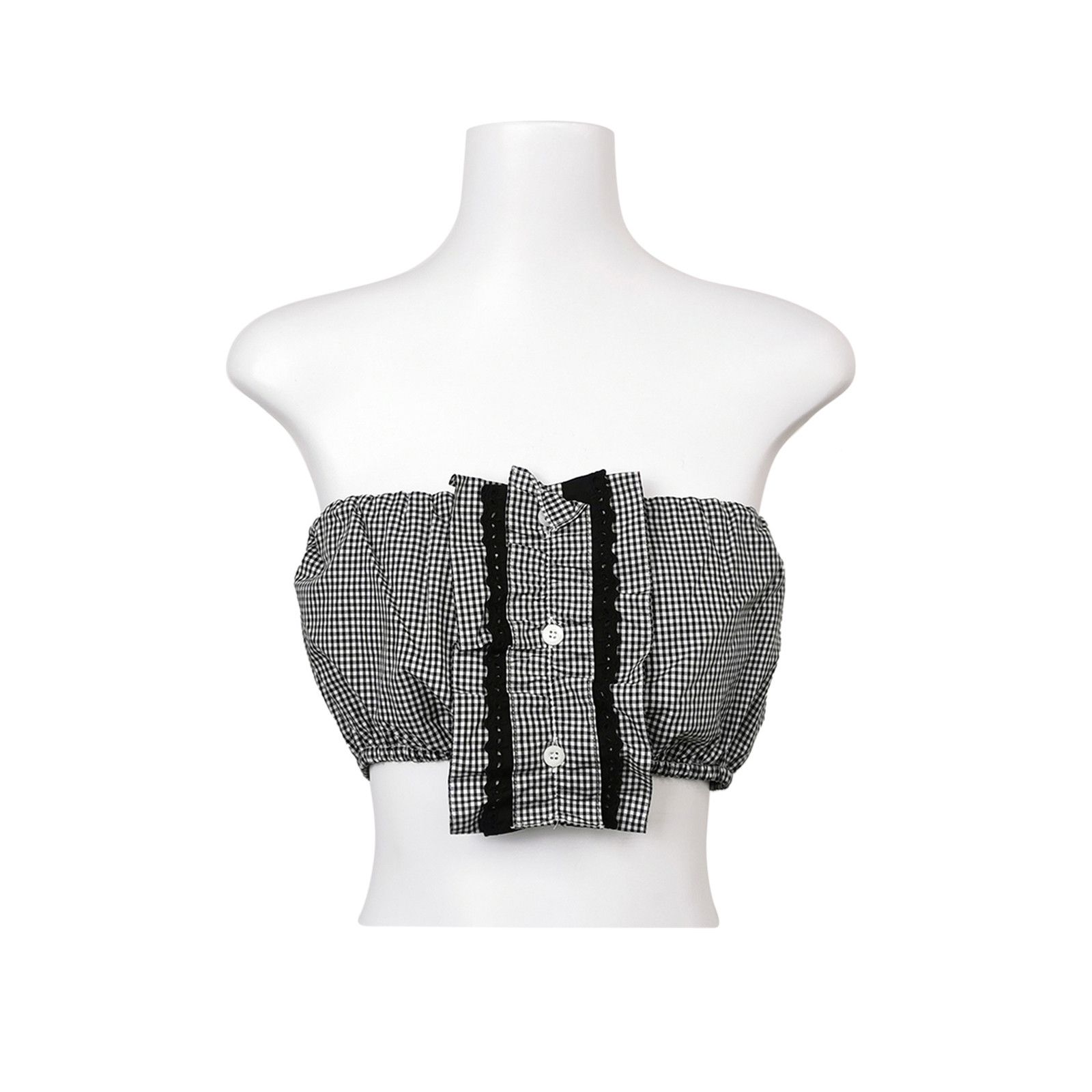 Prada Prada Gingham Logo Tube Crop Top Size 38 Size XS / US 0-2 / IT 36-38 - 1 Thumbnail