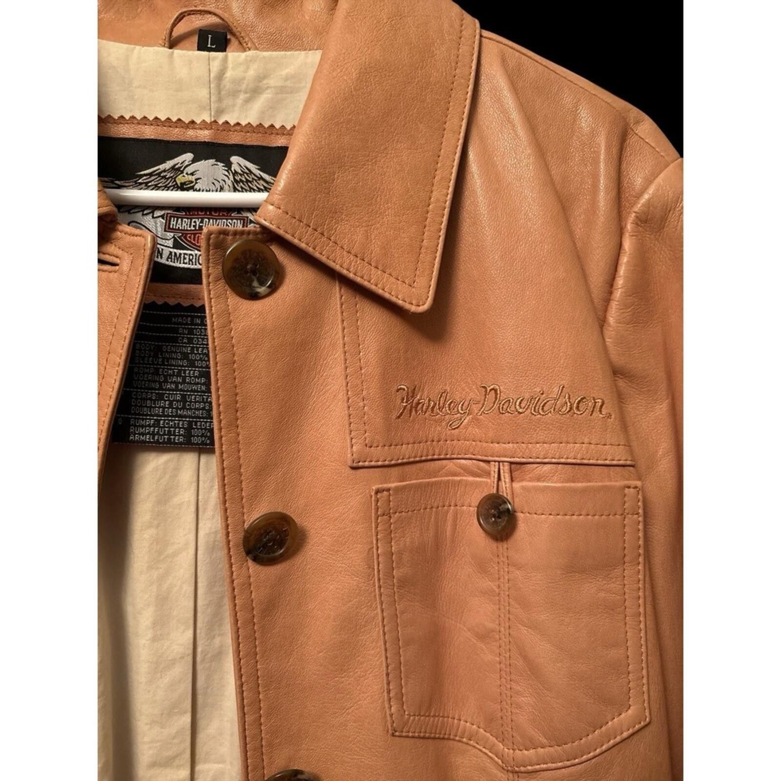 Harley Davidson Harley Davidson Lightweight leather tie jacket Womens large Size L / US 10 / IT 46 - 1 Thumbnail