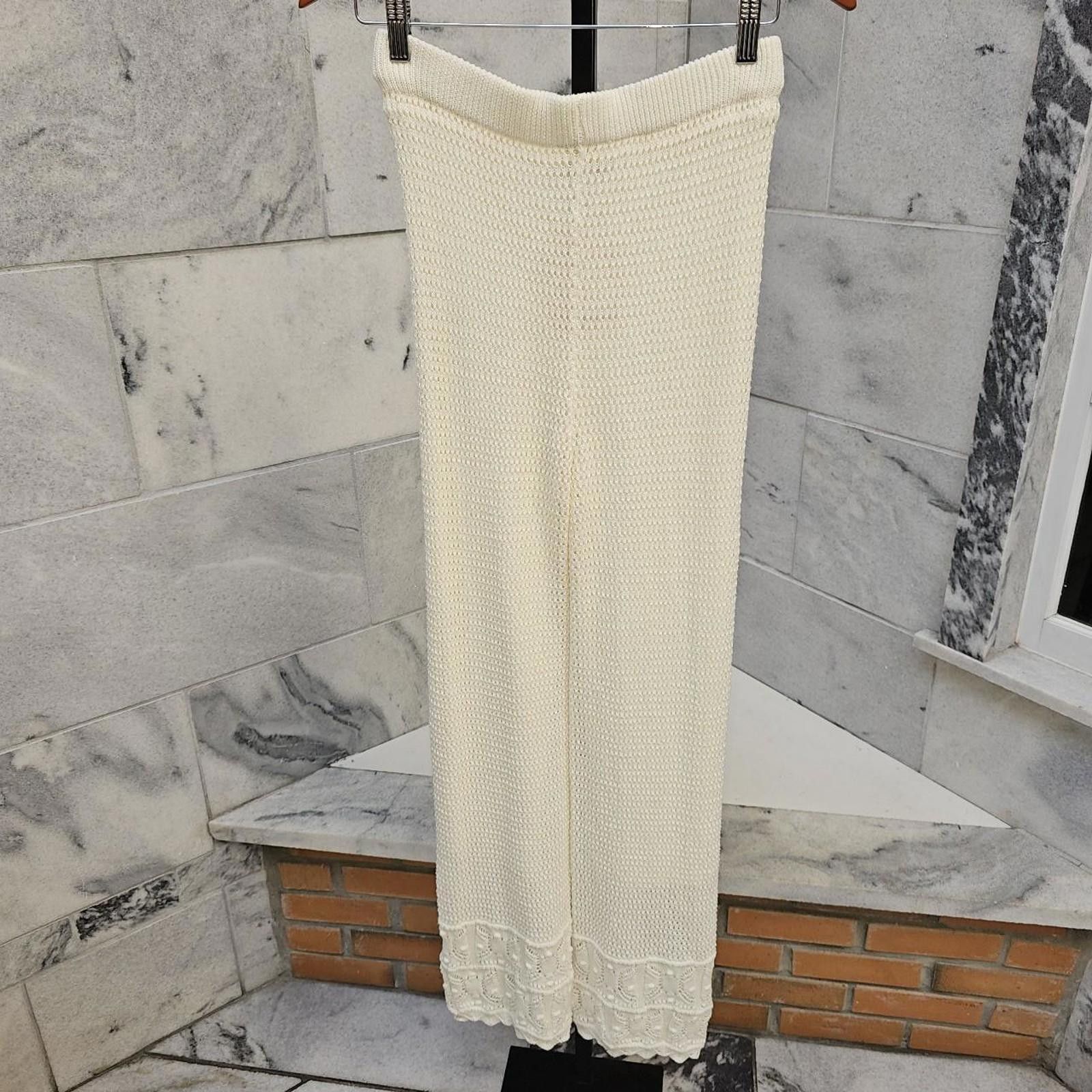 Designer Pink Rose Women's Cream Knitted Pants Size 32" / US 10 / IT 46 - 5 Thumbnail