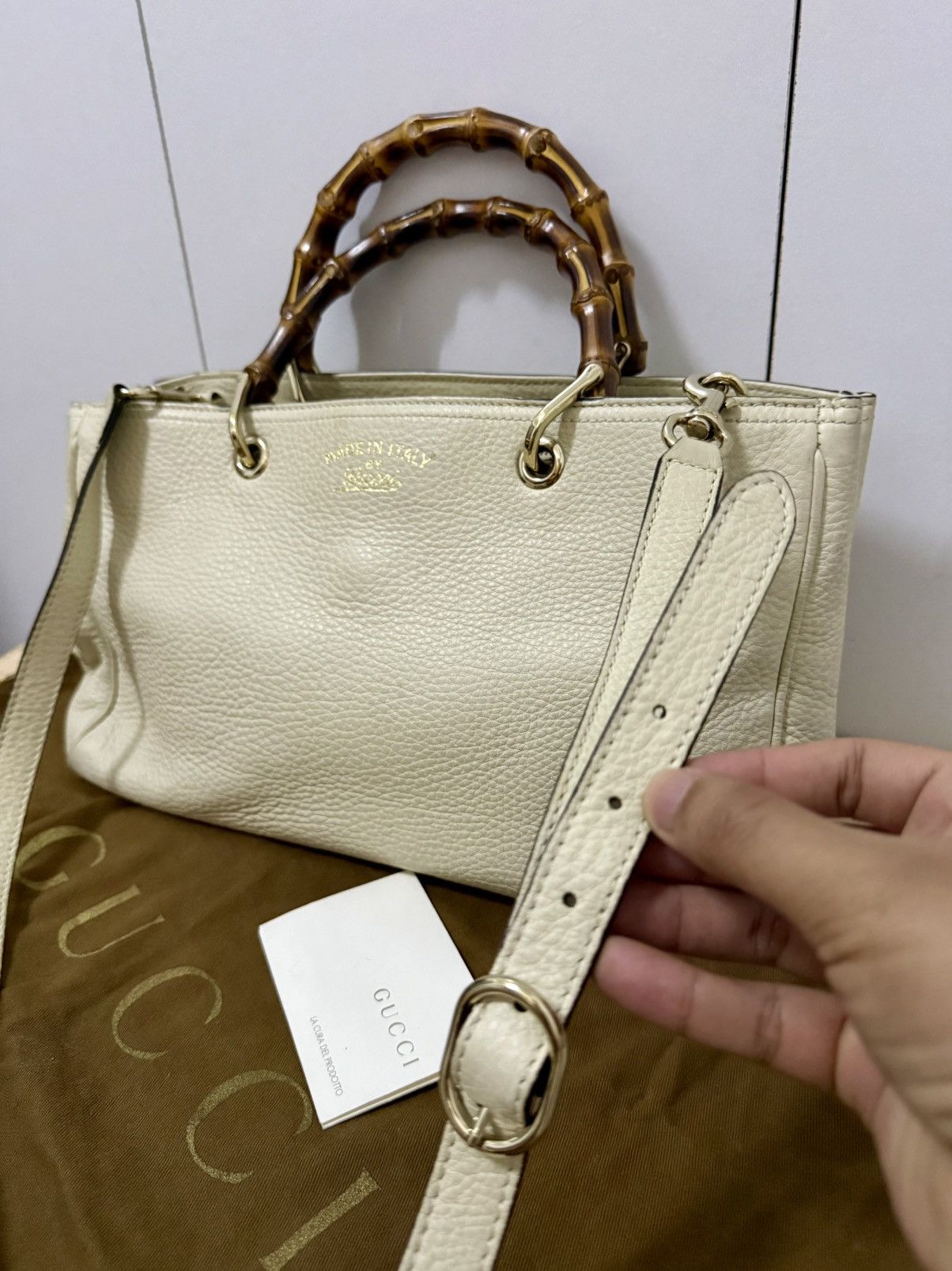 Gucci Gucci Bamboo Shopper Pebbled Leather 2 way Small Size ONE SIZE - 5 Thumbnail