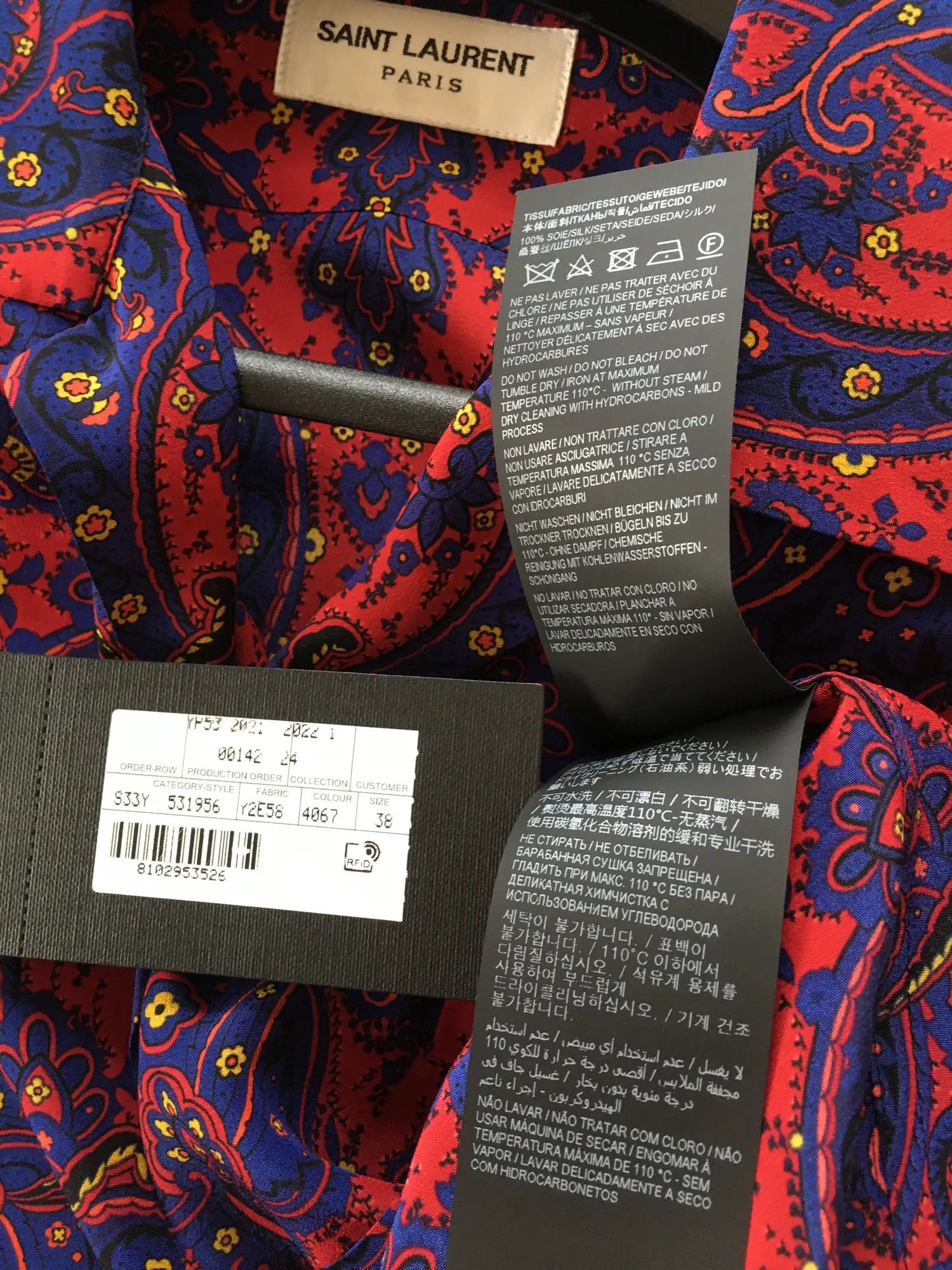 Saint Laurent Paris SS'22 Shirt Printed Paisley in Silk Size US S / EU 44-46 / 1 - 4 Thumbnail