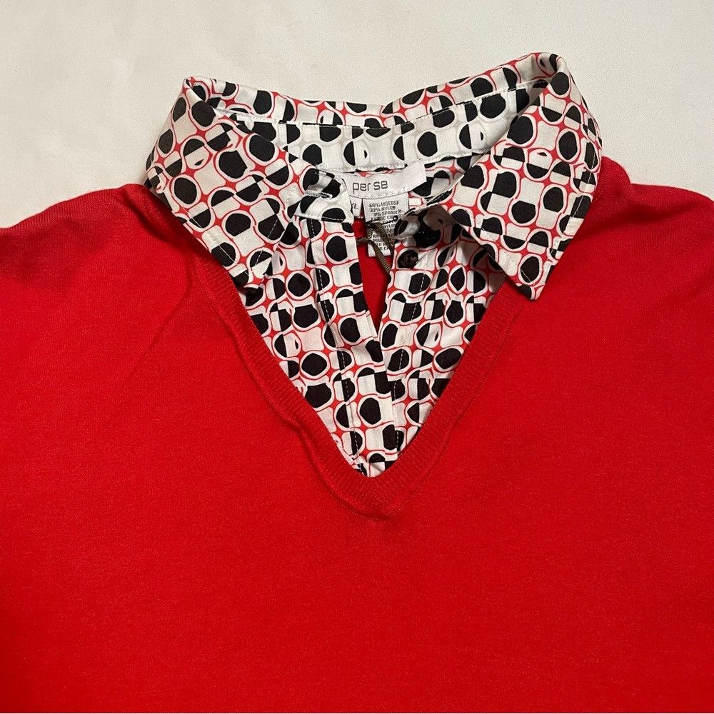 James Perse NWT New $365 Per Se Red Sweater with Removable Collar Size Size XXL / US 16-18 / IT 52-54 - 2 Thumbnail