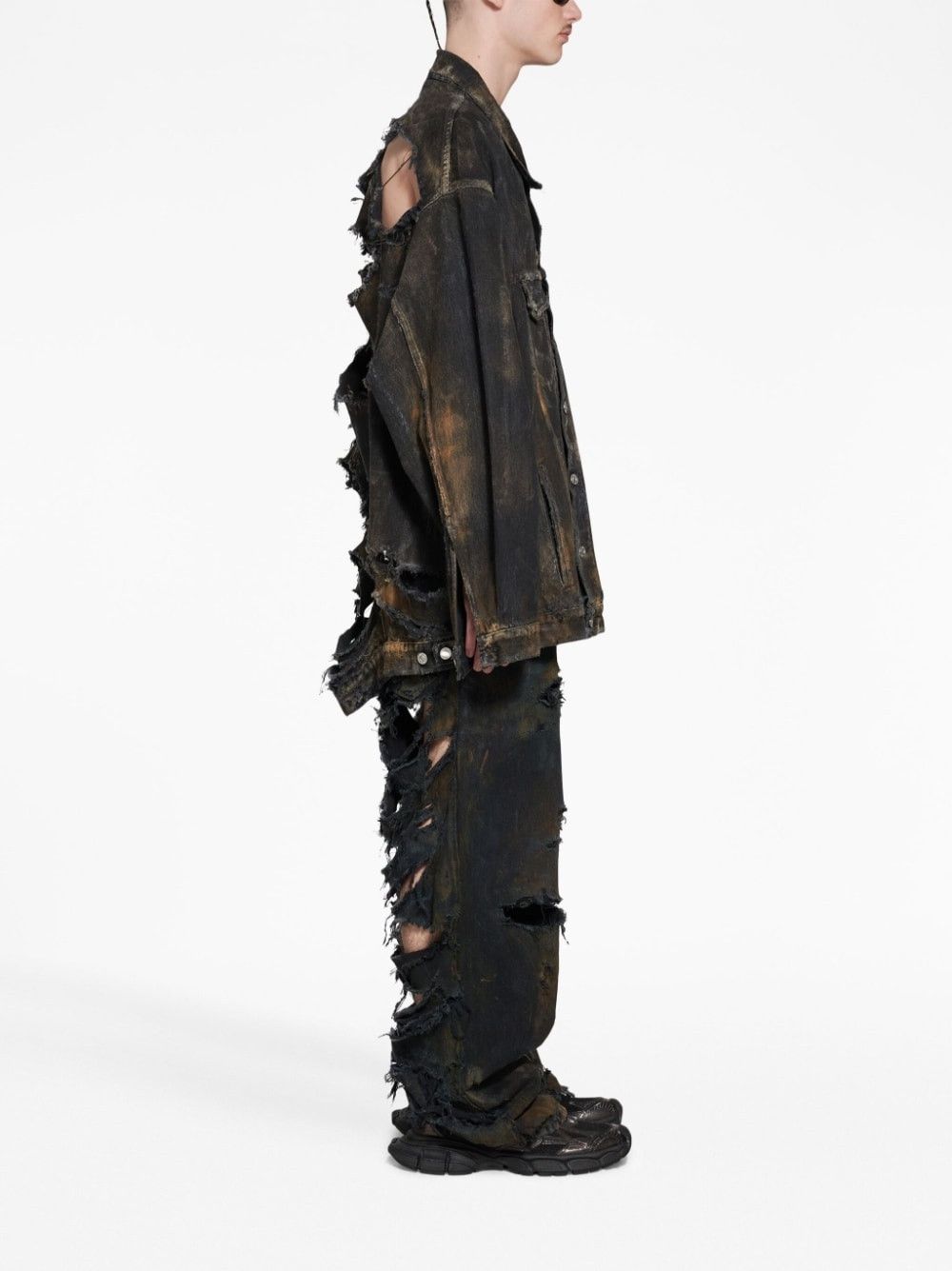 Balenciaga o1mt1gz0225 Oversized Jacket in Black/Brown Size US L / EU 52-54 / 3 - 3 Thumbnail