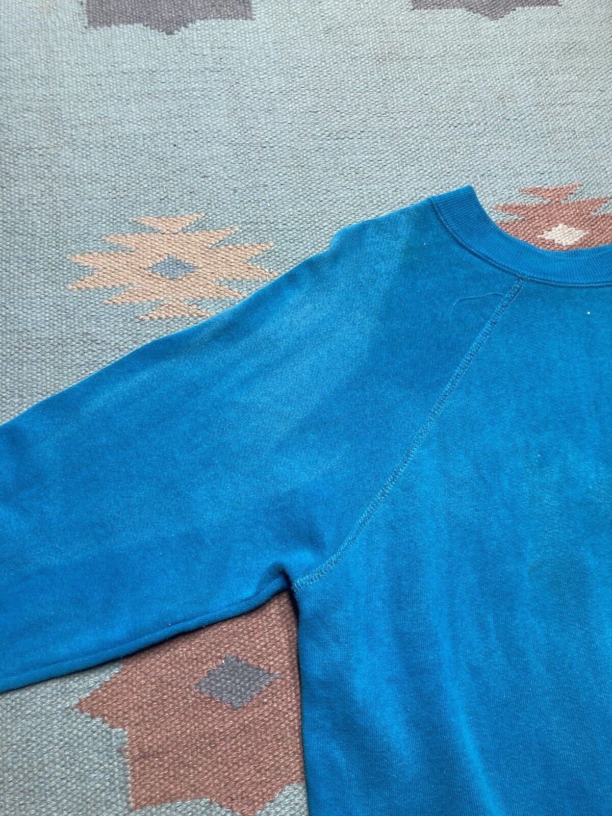 Vintage Vtg 70s crewneck sweatshirt blank teal blue sun faded medium Size US M / EU 48-50 / 2 - 4 Thumbnail