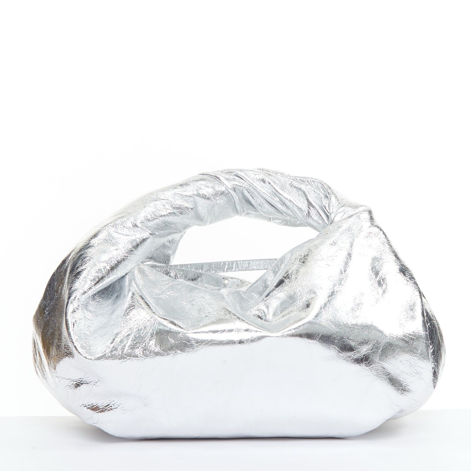 Dries Van Noten DRIES VAN NOTEN Twist silver metallic textured leather top handle bag Size ONE SIZE - 1 Thumbnail