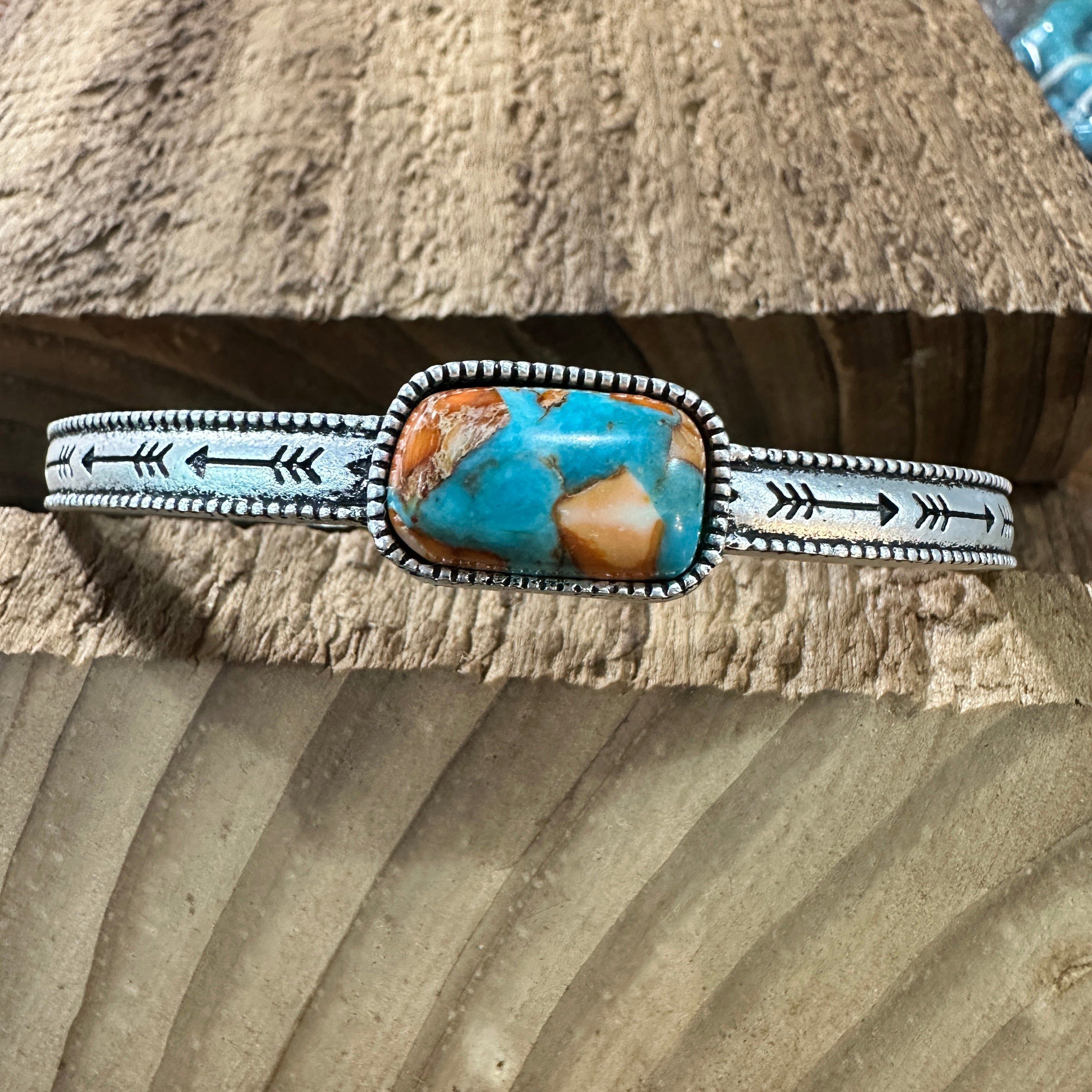 Other Gemstone Cuff Bracelet in Antique Silver Finish, Southwester Size ONE SIZE - 1 Thumbnail