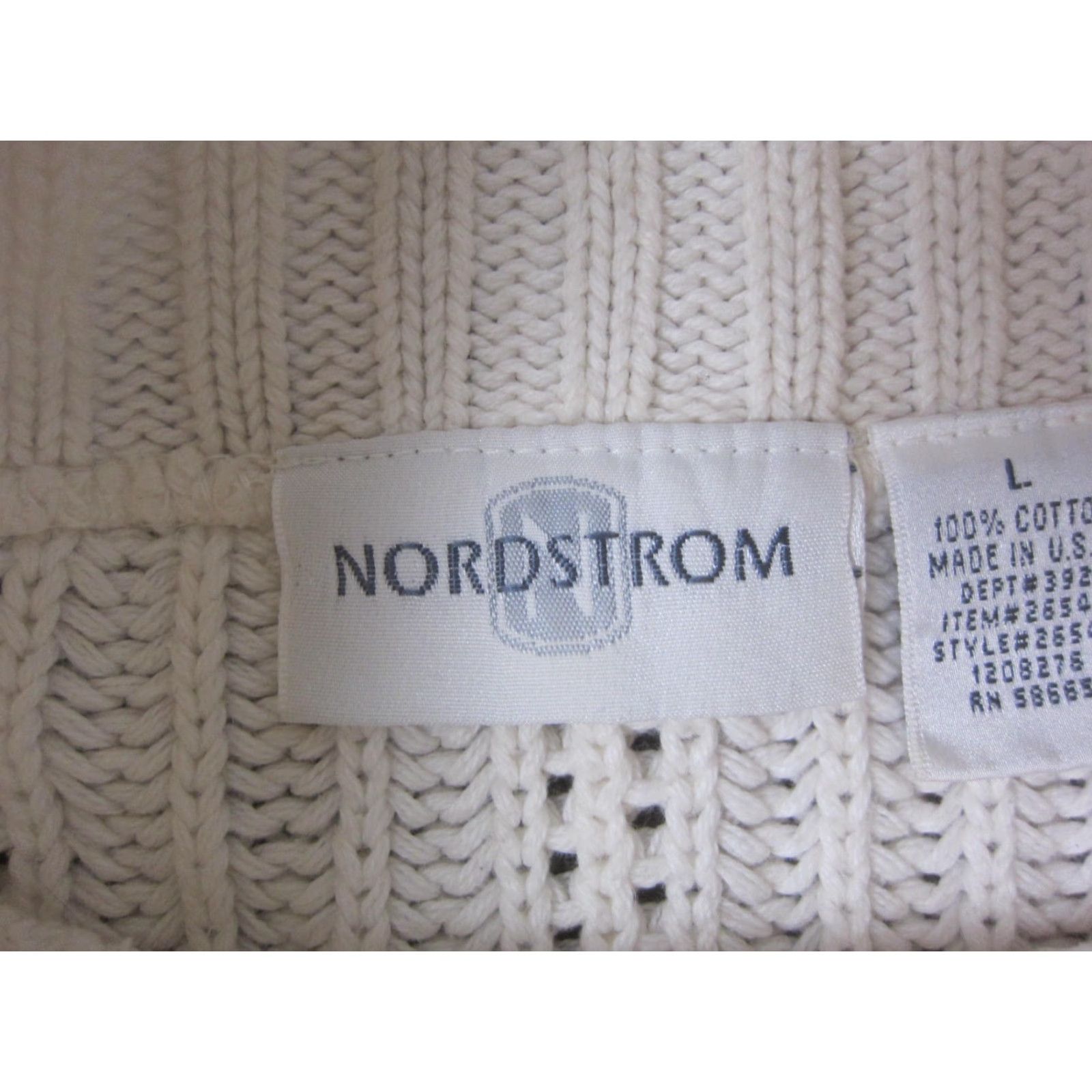 Nordstrom Nordstrom Sweater Womens L Creme Cotton Knit Mock Neck Pullover Casual Solid Winter Fall Style Classic Womens Size L / US 10 / IT 46 - 3 Thumbnail