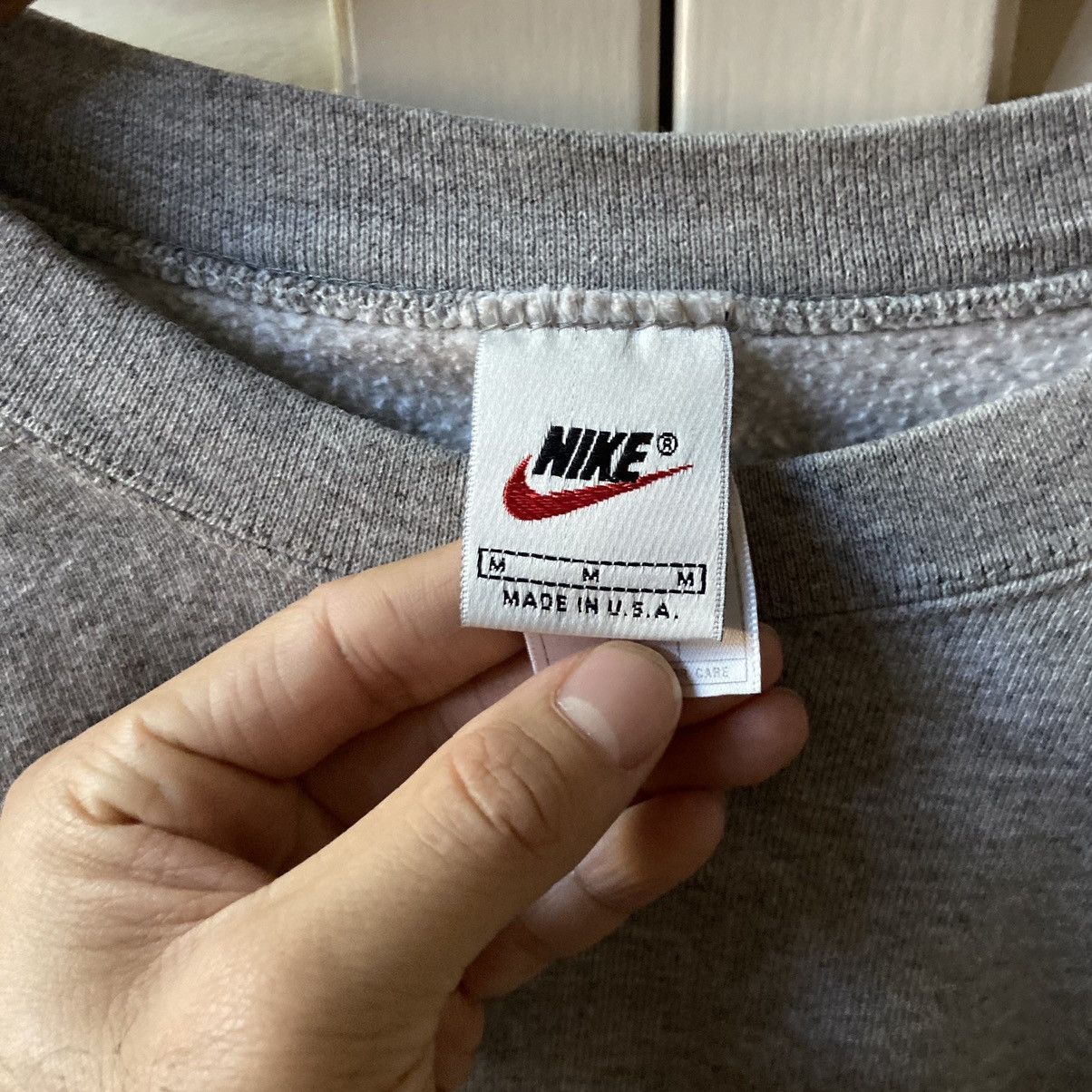 Nike × Vintage Vintage 90’s Nike Made in USA Embroidered Grey Sweatshirt Size US M / EU 48-50 / 2 - 4 Thumbnail