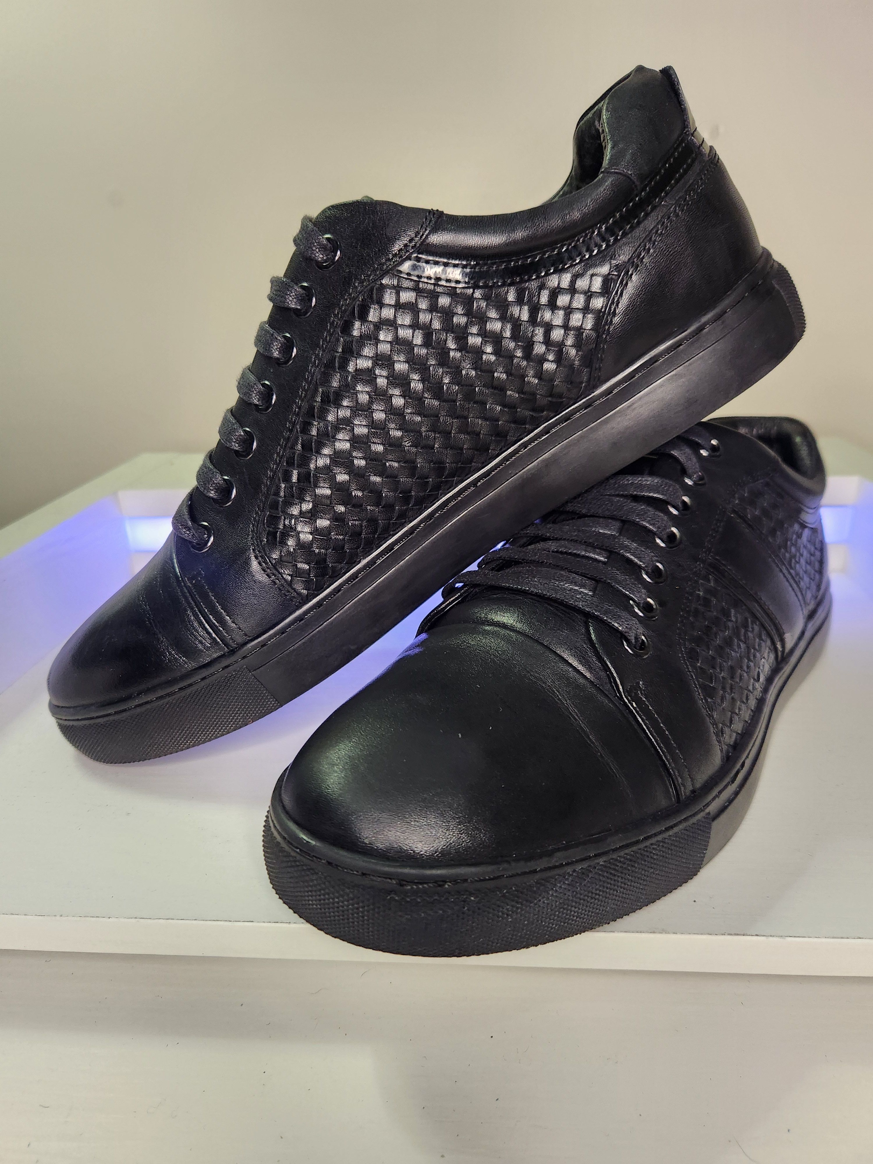 image of Zanzara Black Rhythm Woven Sneakers, Men's (Size 9)