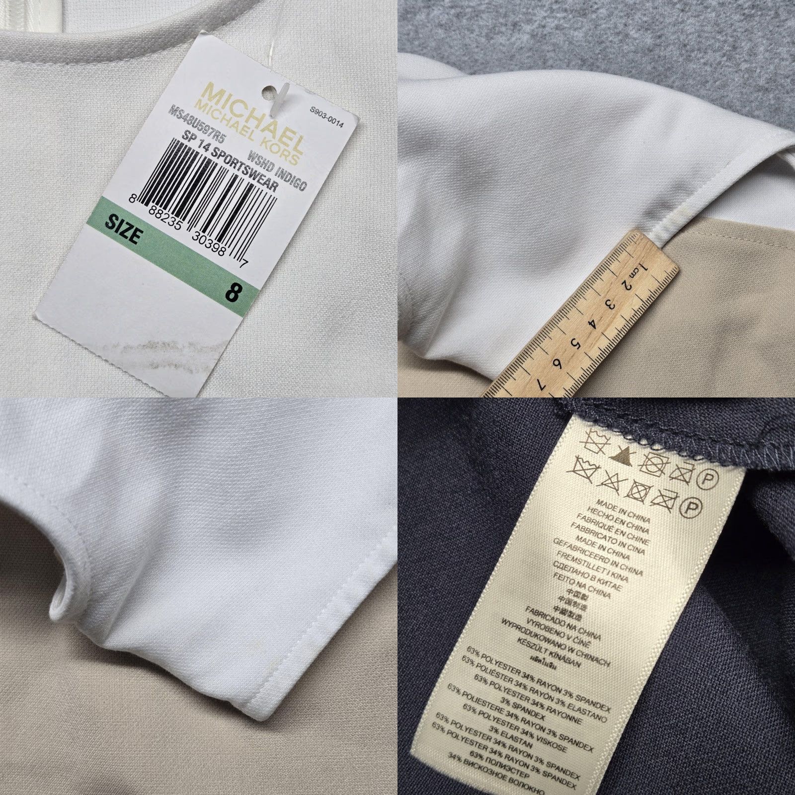 Michael Kors Michael Kors Womens Dress Colorblock A Line Sleeveless White Navy Multicolor 8 Crew Neck Zip Workwear Party Womens Size M / US 6-8 / IT 42-44 - 8 Thumbnail