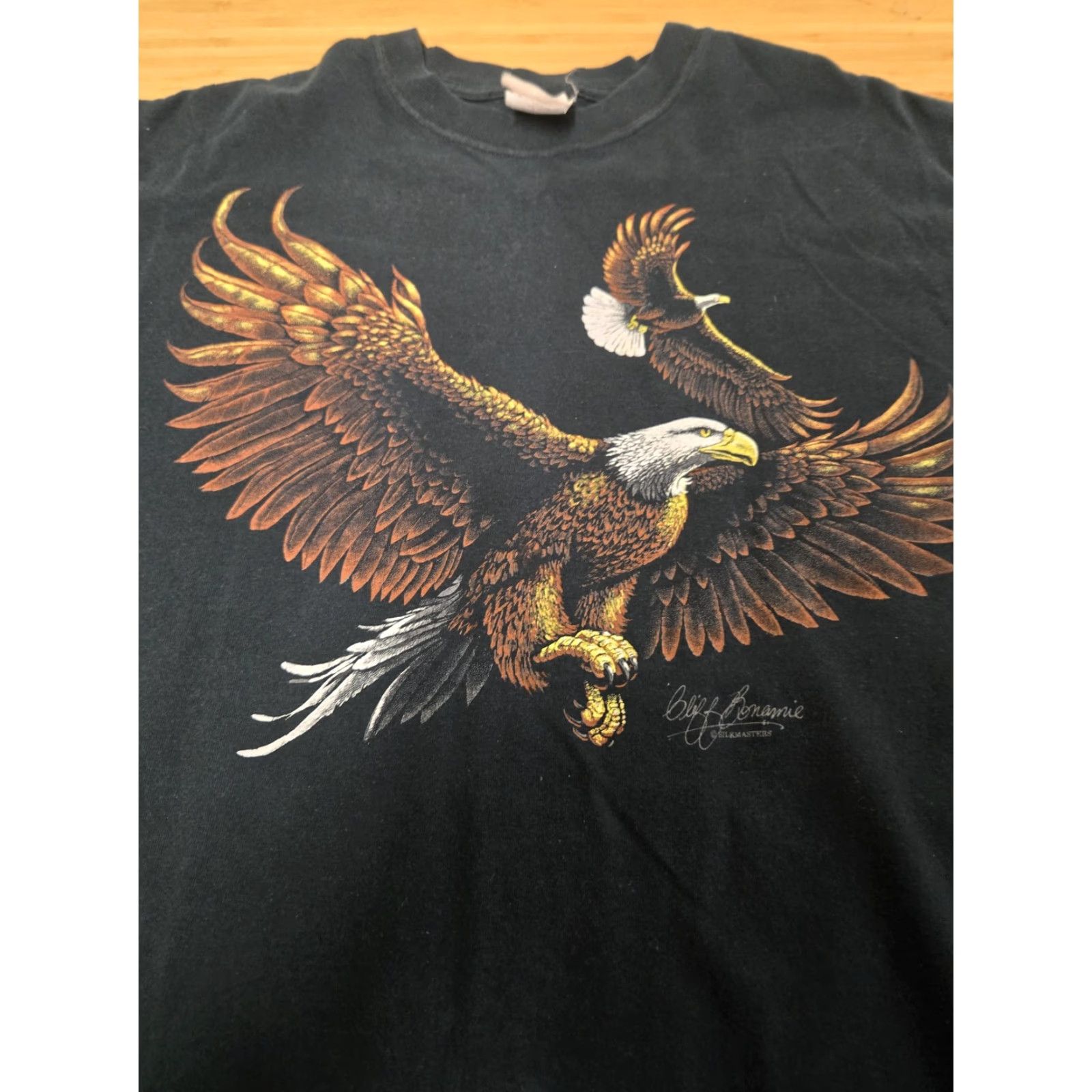 Vintage VINTAGE Bald Eagle Shirt Mens Large Black Cliff Bonamie Wildlife Graphic 90s Size US L / EU 52-54 / 3 - 3 Thumbnail
