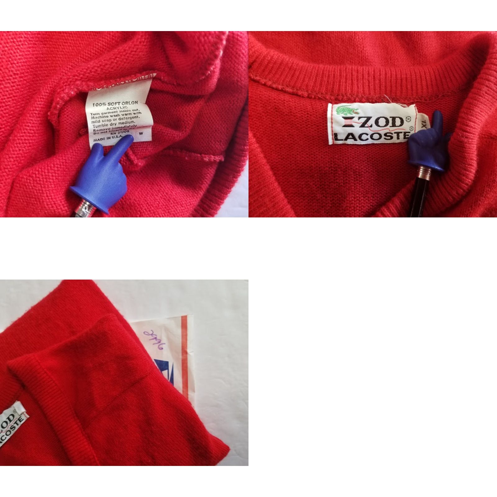 Lacoste VINTAGE Lacoste Sweater Men XL Red V-Neck Pullover Knit Embroidered Logo USA Size US XL / EU 56 / 4 - 8 Thumbnail