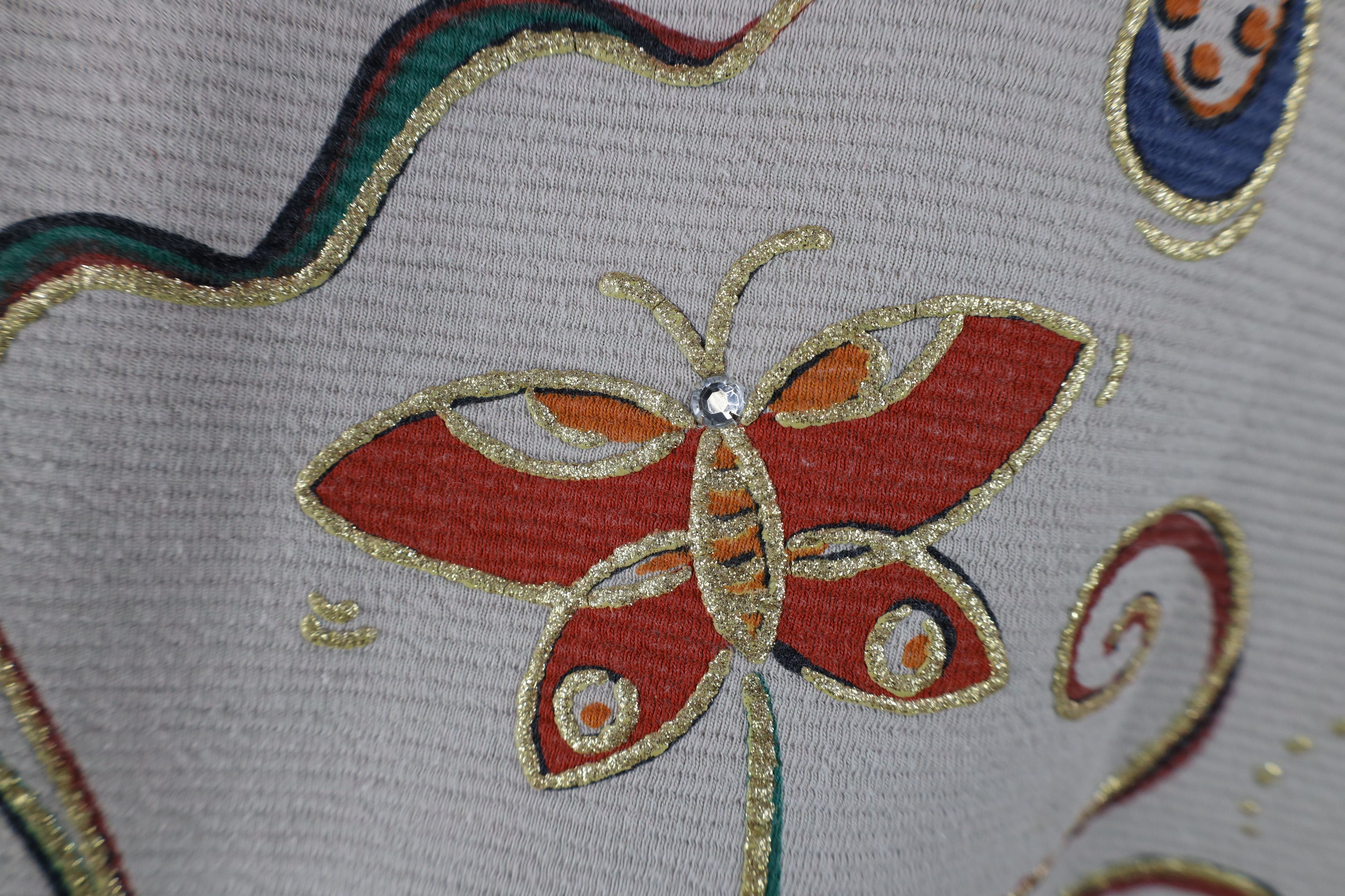 Vintage Vintage 90s Streetwear Butterfly Flower Sweatshirt Beige Size M / US 6-8 / IT 42-44 - 8 Thumbnail