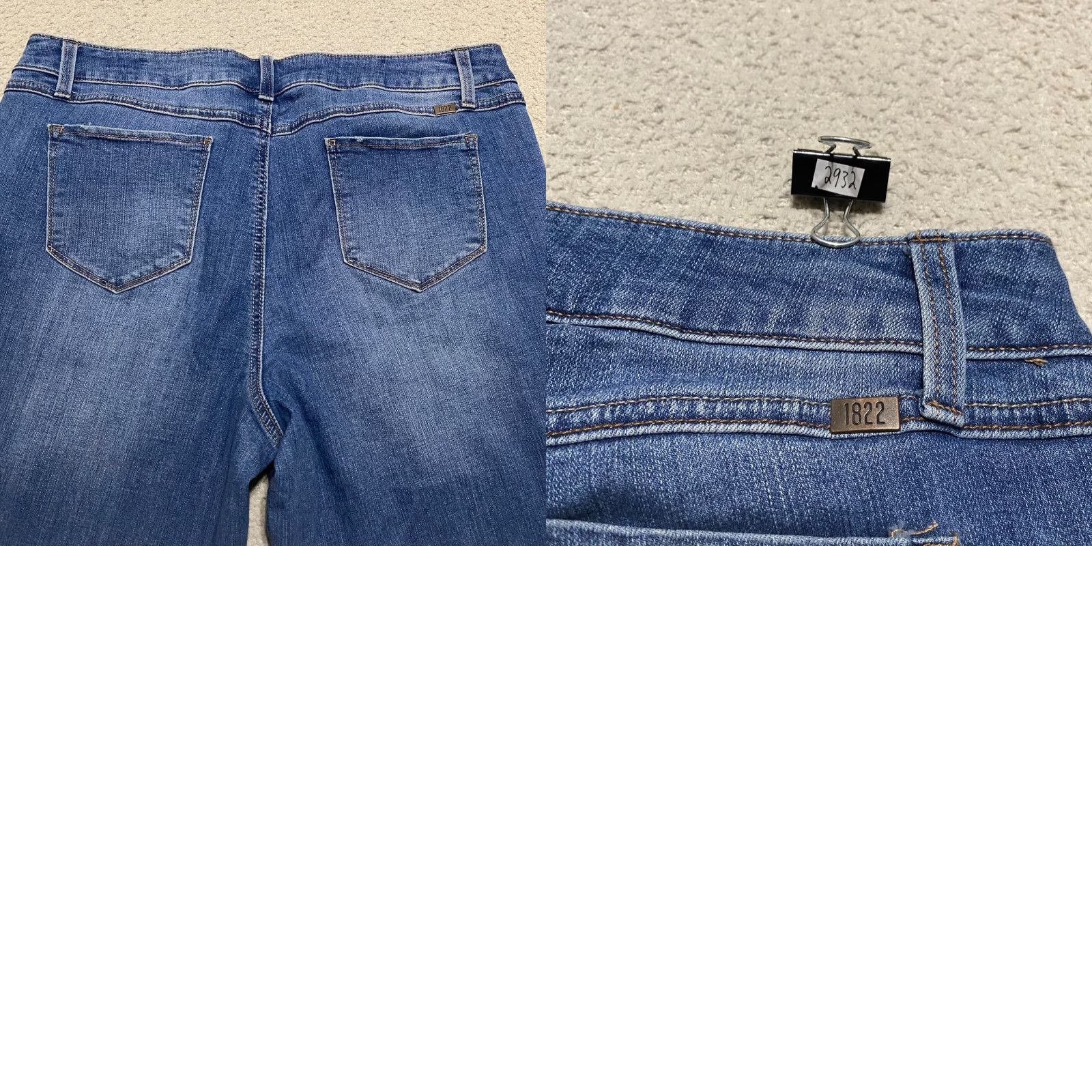Vintage 1822 Denim Jeans Blue 16 Womens High Rise Tapered Distressed Medium Wash denim 5-Pocket Design Regular Size 16 Womens jeans Size 38" / US 16 / IT 52 - 9 Thumbnail