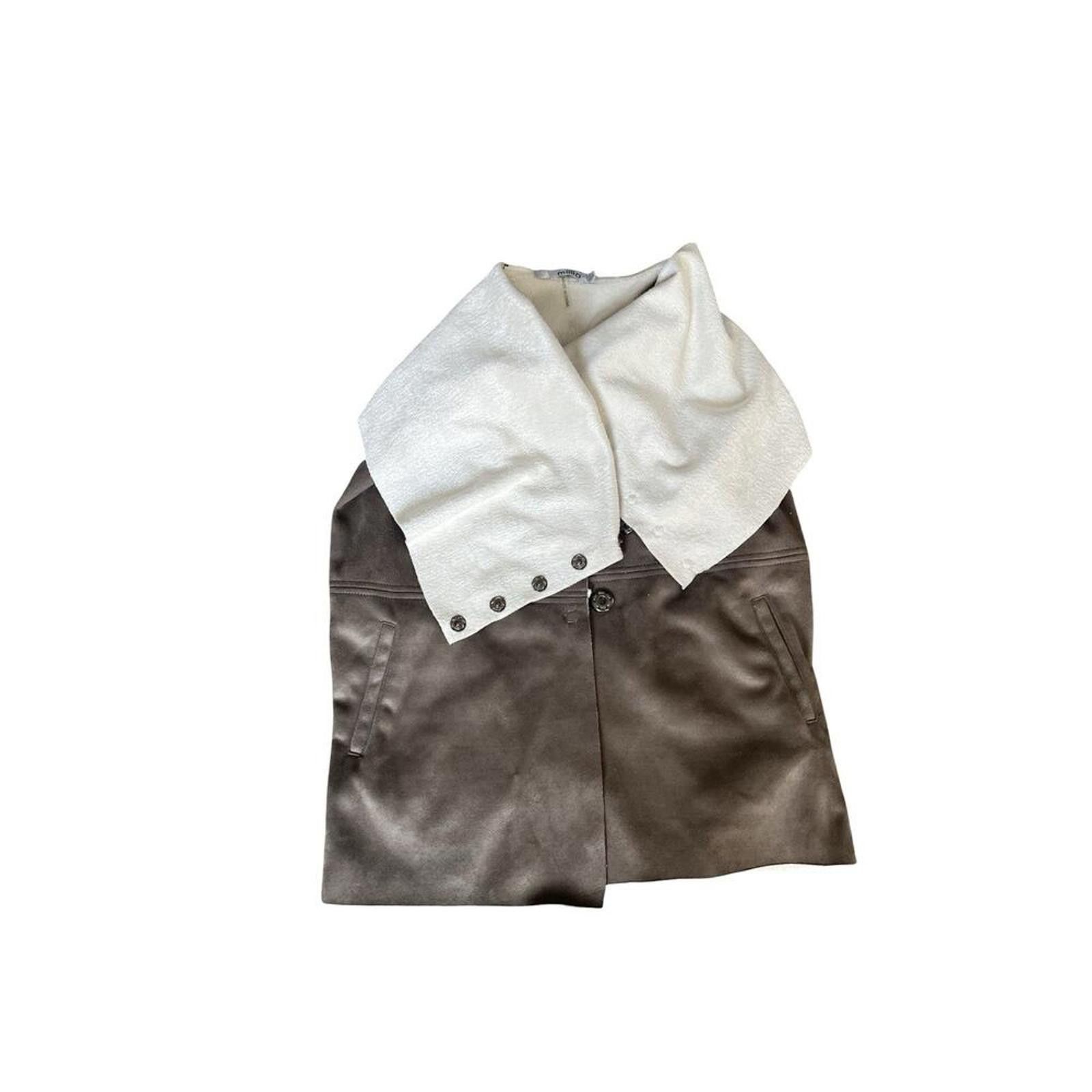 Issey Miyake Stylish Two-Tone Faux Suede Women's Outerwear Jacket Size M / US 6-8 / IT 42-44 - 6 Thumbnail