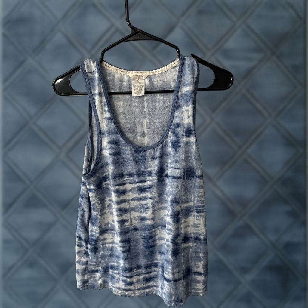 Lucky Brand Lucky Brand Sleep Shirt Small Blue Tie Dye Tank Tee Lounge Womens S/S Sleeveless Tie Blue Stars Cotton, Modal Nightwear Shirt Womens S Size S / US 4 / IT 40 - 1 Thumbnail