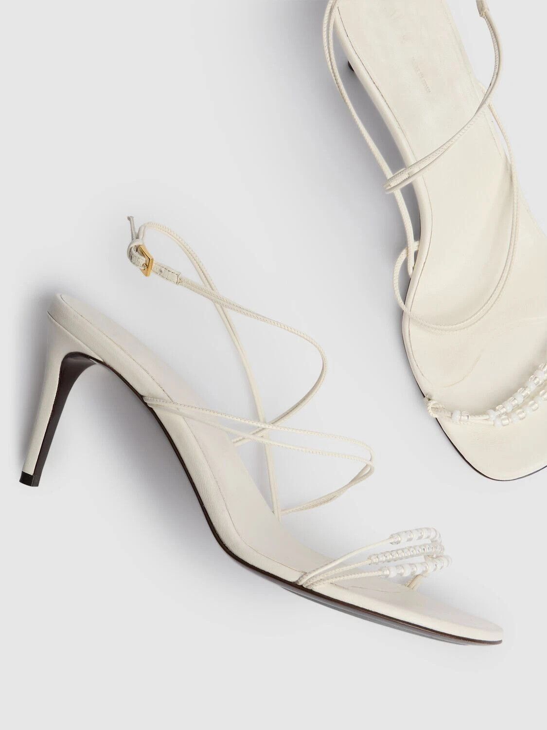 KHAITE KHAITE Loop Beads Optic White Leather 75mm Sandals Size US 11 / IT 41 - 2 Thumbnail