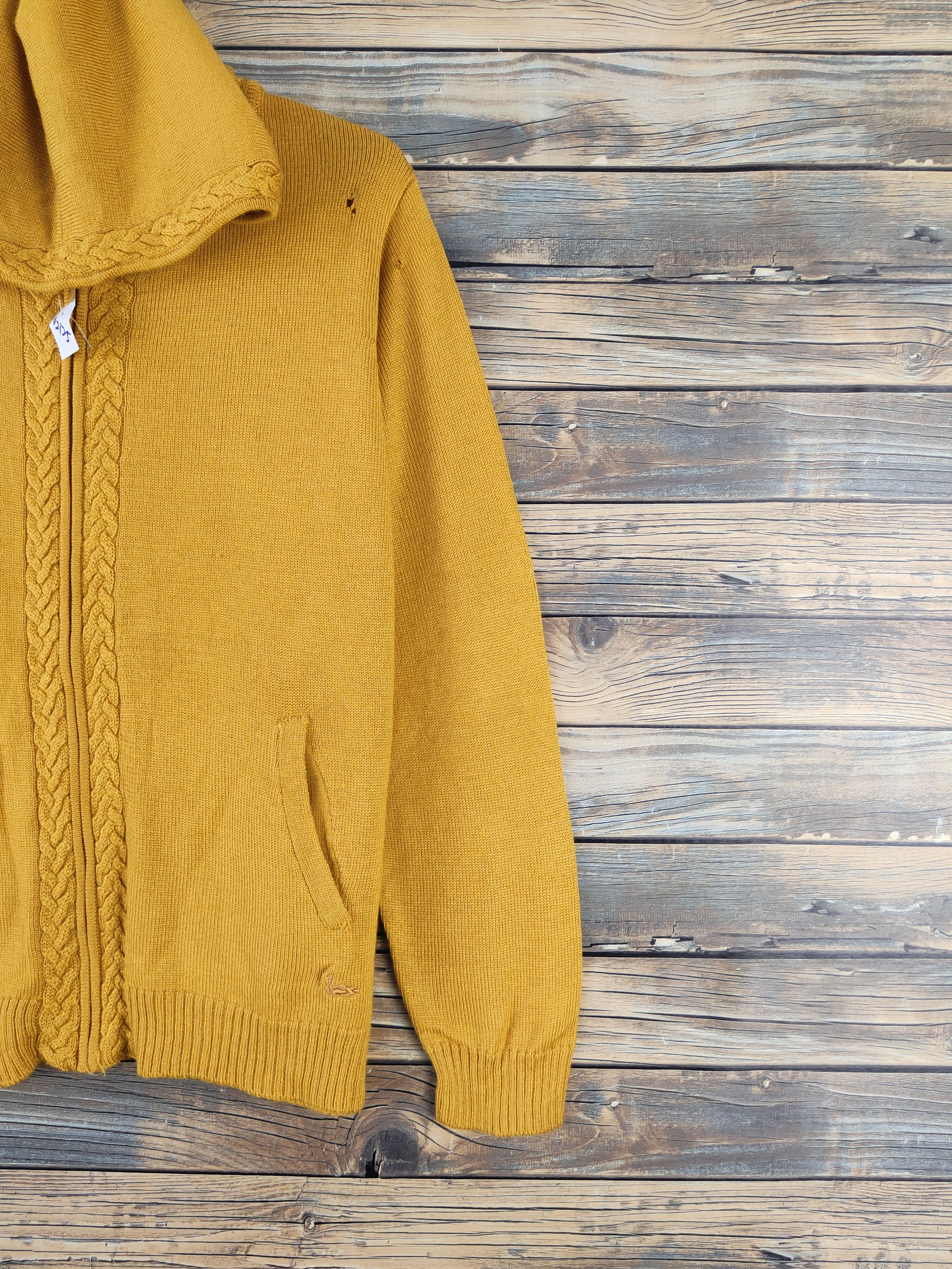 Homespun Knitwear Decoy Mustard Knitwear riped Hoodie Cardigan#W2125 Size L / US 10 / IT 46 - 6 Thumbnail