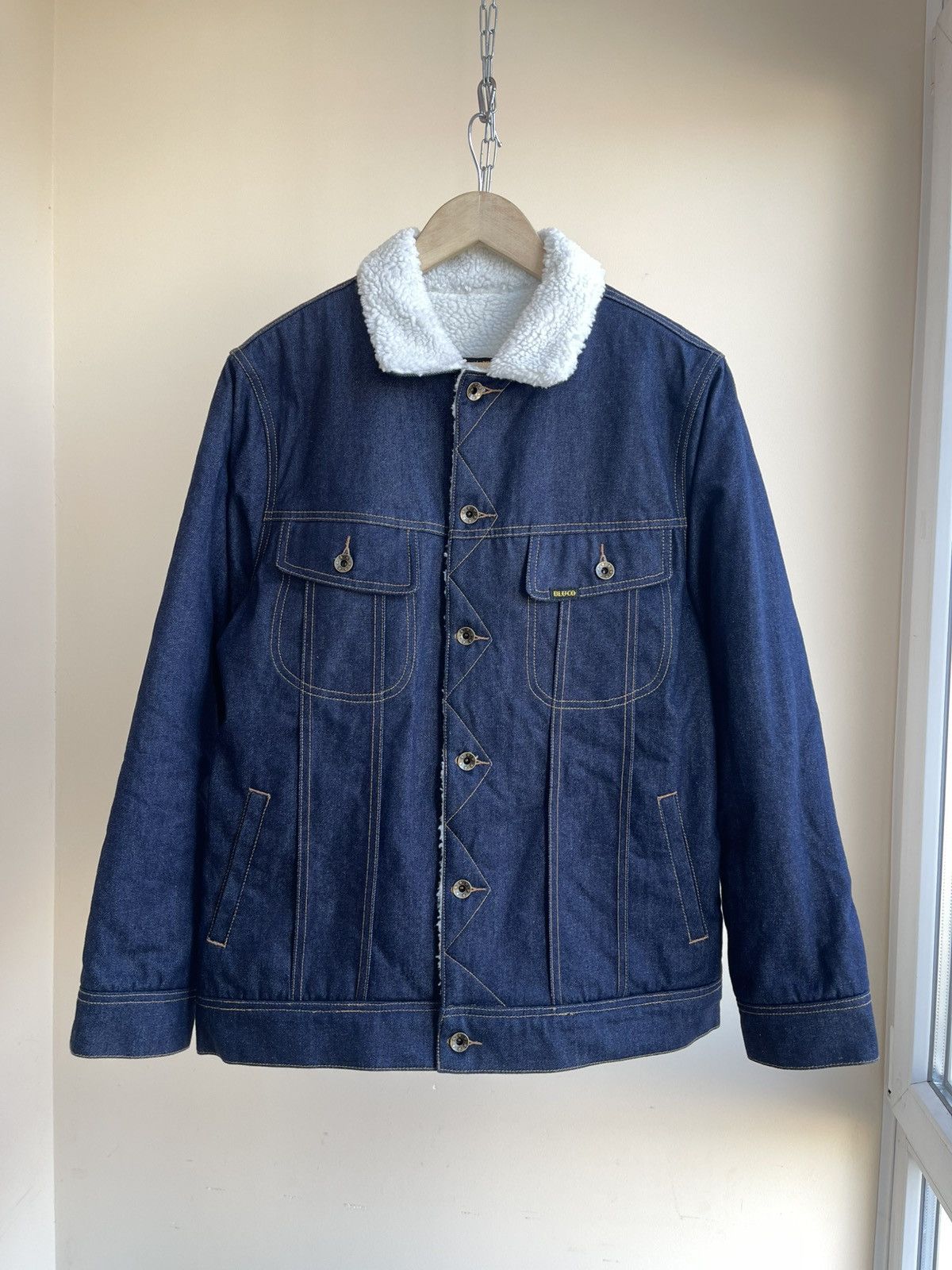 Japanese Brand Bluco Work Garment Boa Riders Sherpa Denim Jacket Lee Storm Size US L / EU 52-54 / 3 - 1 Thumbnail