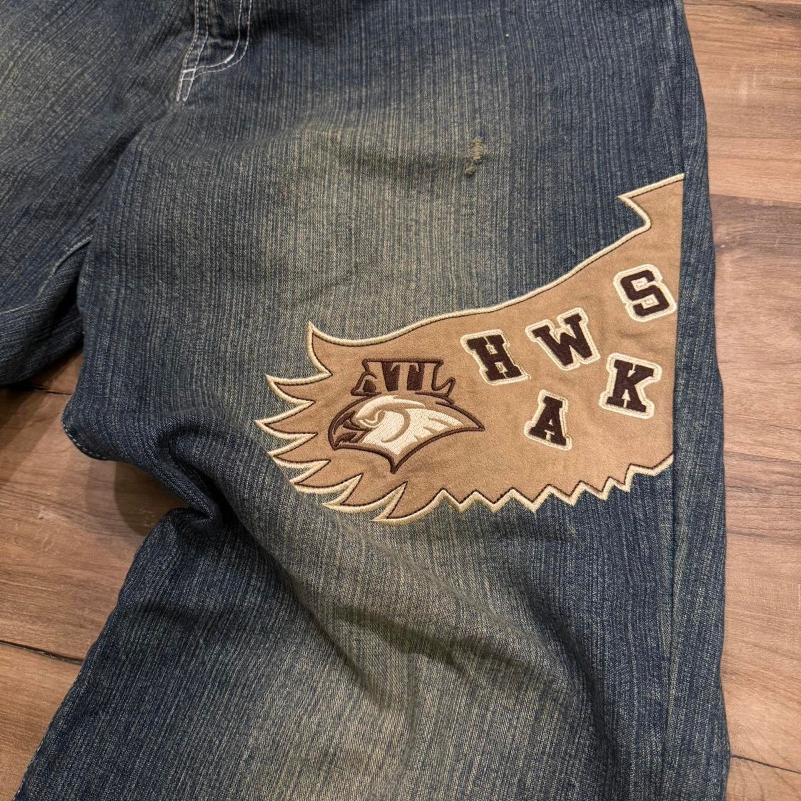 NBA Y2K vintage NBA wide leg baggy Atlanta Hawks jeans Size US 36 / EU 52 - 5 Thumbnail