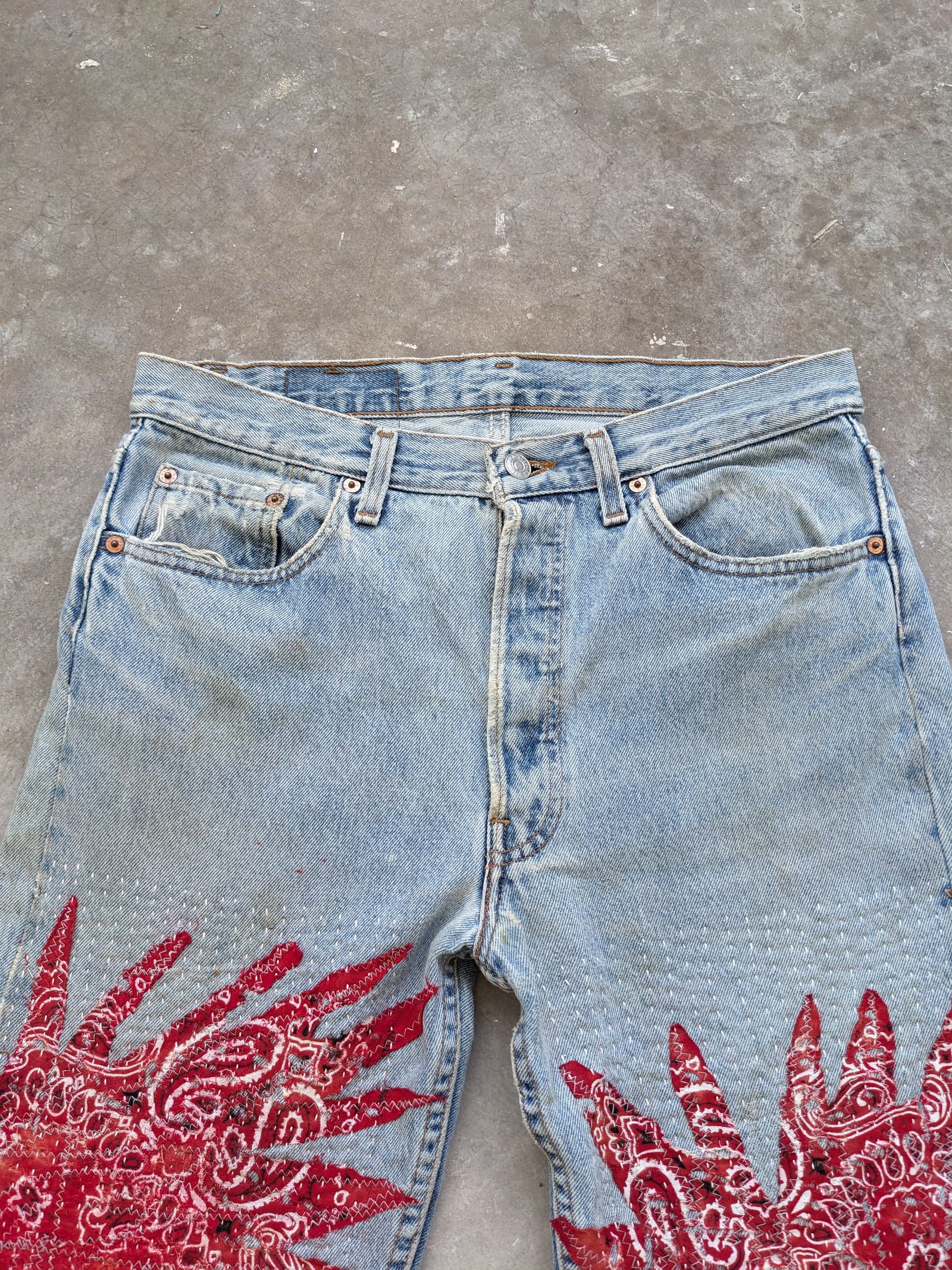 Levi's OPEN ORDER 🔥 Vintage Levis 501 Bandana Boro Sashiko Custom Size US 30 / EU 46 - 6 Thumbnail