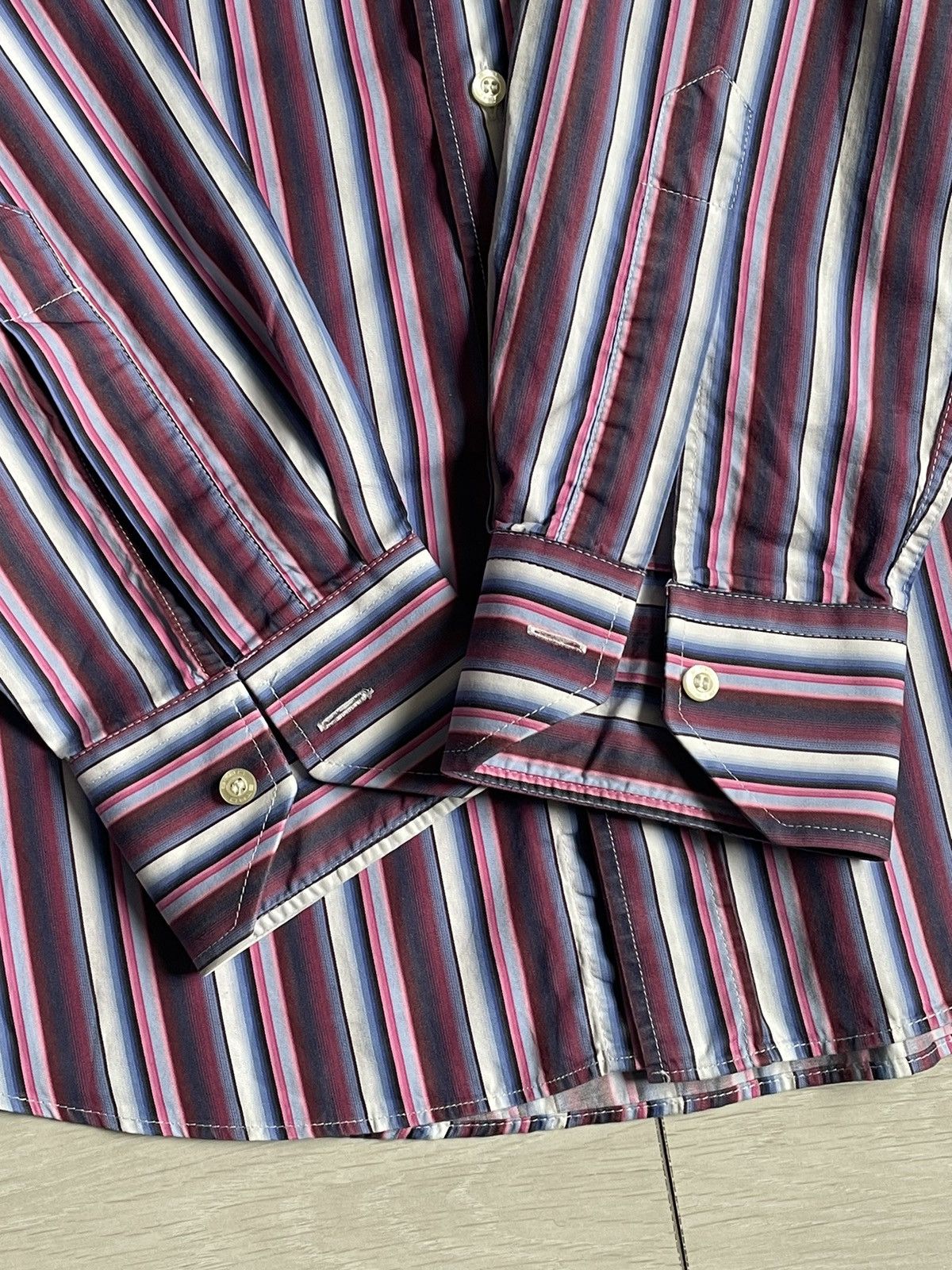 Etro × Vintage Vintage Etro Stripped Shirt Button Up Size US L / EU 52-54 / 3 - 6 Thumbnail