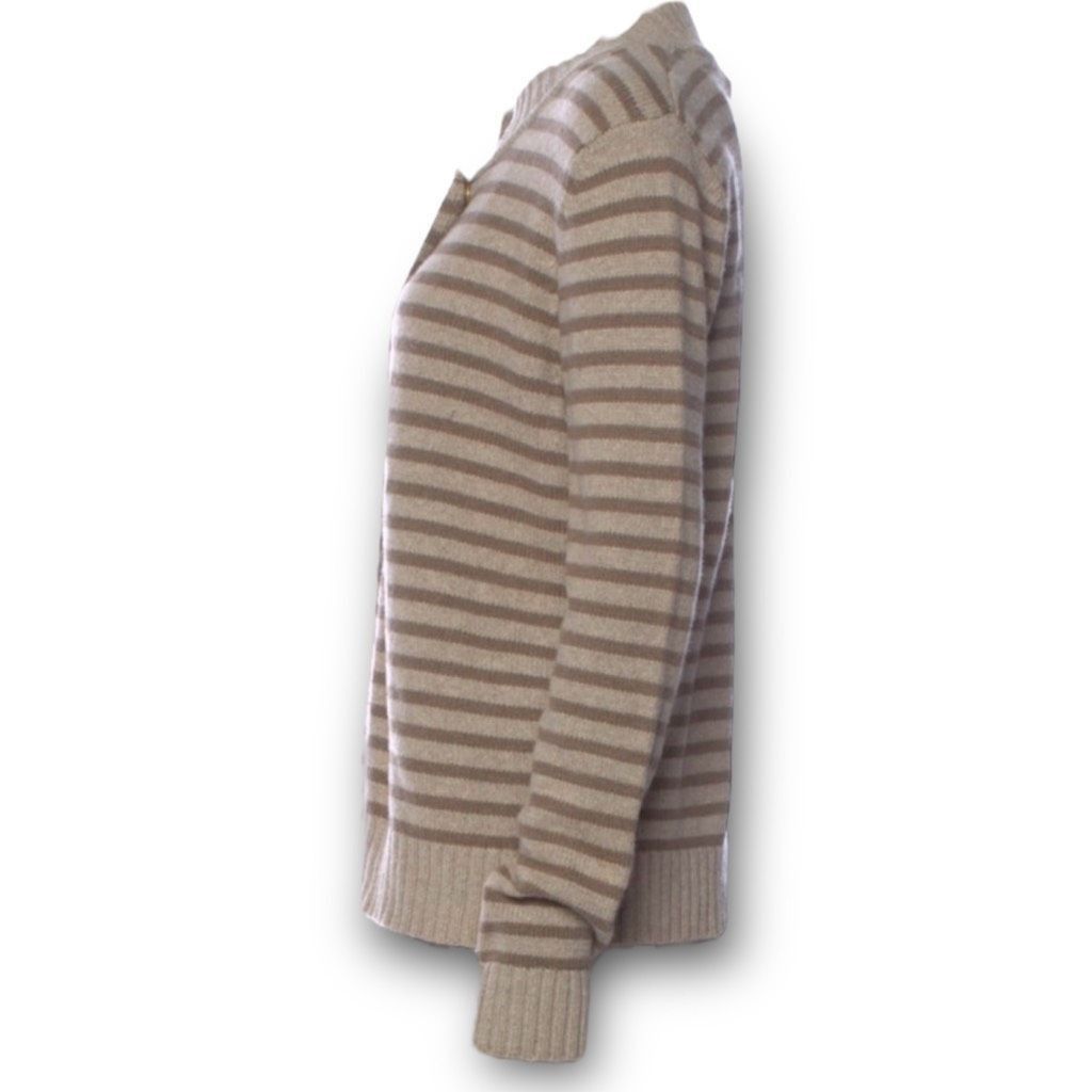 St. John St. John Striped Cardigan Sweater in Dark Alabaster & Light Size S / US 4 / IT 40 - 14 Thumbnail