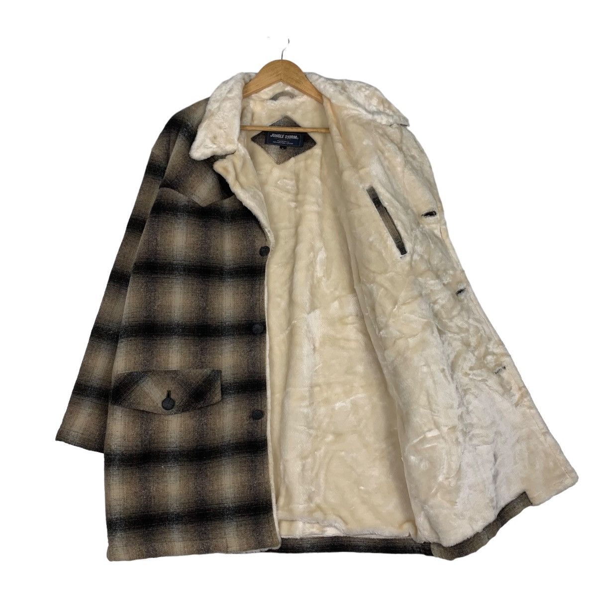 Japanese Brand JUNGLE STORM Shadow Plaid Sherpa Wool Jacket #1053-C47 Size US L / EU 52-54 / 3 - 9 Thumbnail