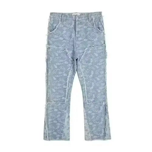 VIBE Y2k Double Knee Paisley Denim Jeans Size US 34 / EU 50 - 1 Thumbnail