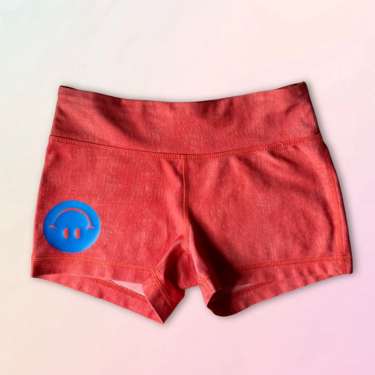 Vintage Retro, Upcycled, Upside Down Smiley, Active Micro Shorts Size 27" / US 4 / IT 40 - 1 Thumbnail