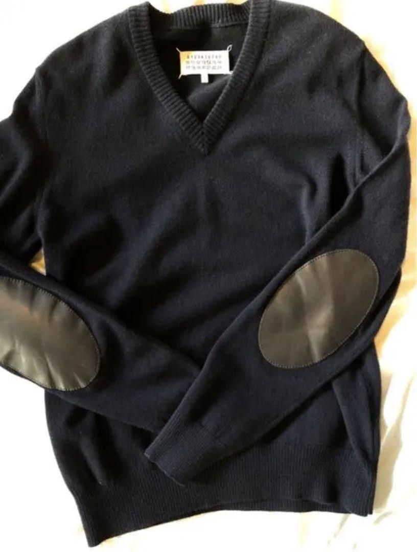 Maison Margiela V-Neck Elbow Patch Sweater