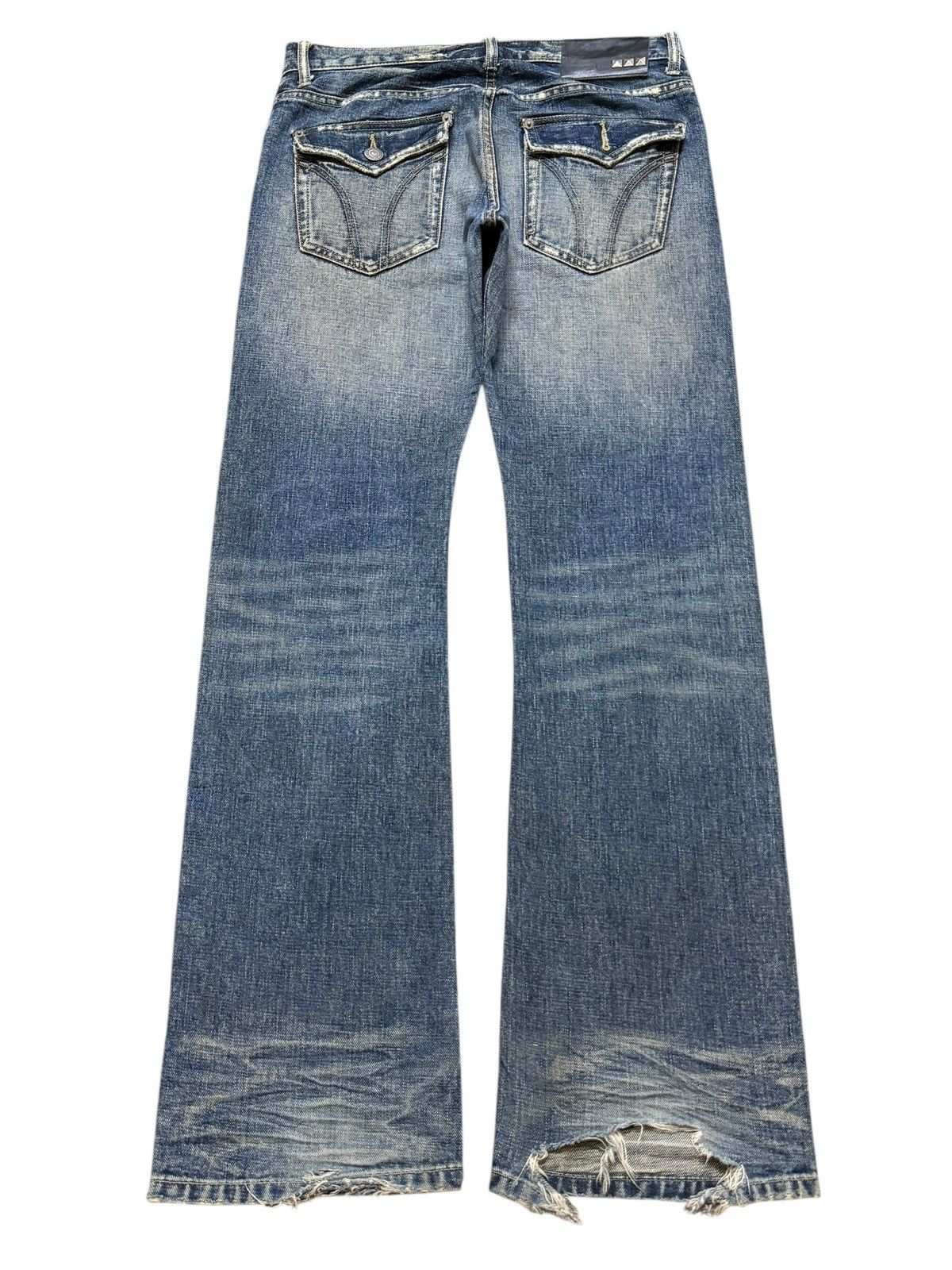 Hysteric Glamour Vintage Japanese Brand Faded Wash Whisker Wide Leg Bootcut Size US 32 / EU 48 - 2 Thumbnail