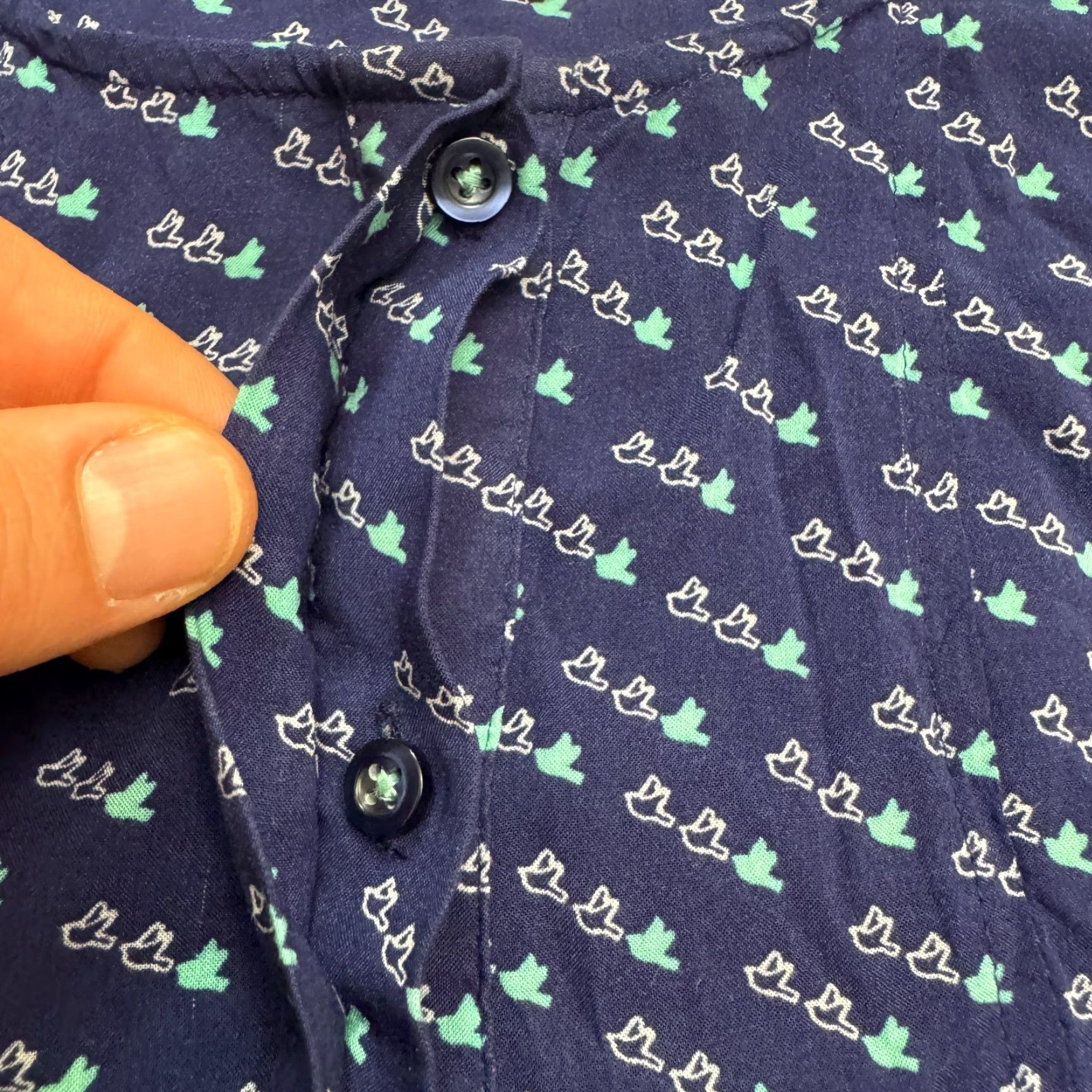 Vintage Maeve Bird Print Button Down Blouse Womens 2 Navy Blue Crew Neck Casual Long Sleeve Rayon Regular Size 2 Blue Women Mens Girls Size XS / US 0-2 / IT 36-38 - 5 Thumbnail