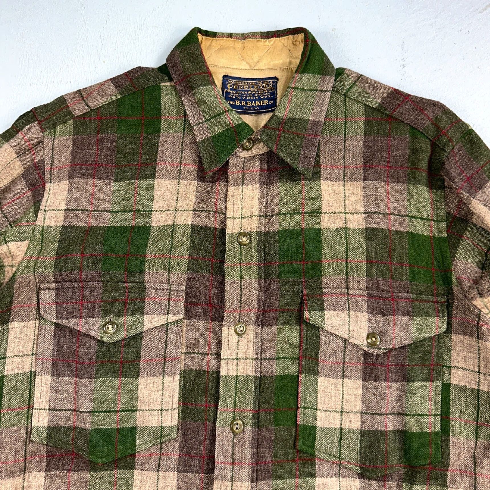 Pendleton Vintage Pendleton Wool Plaid Shirt Men M 1950s Camp Casual Fall Winter Green Size US M / EU 48-50 / 2 - 2 Thumbnail