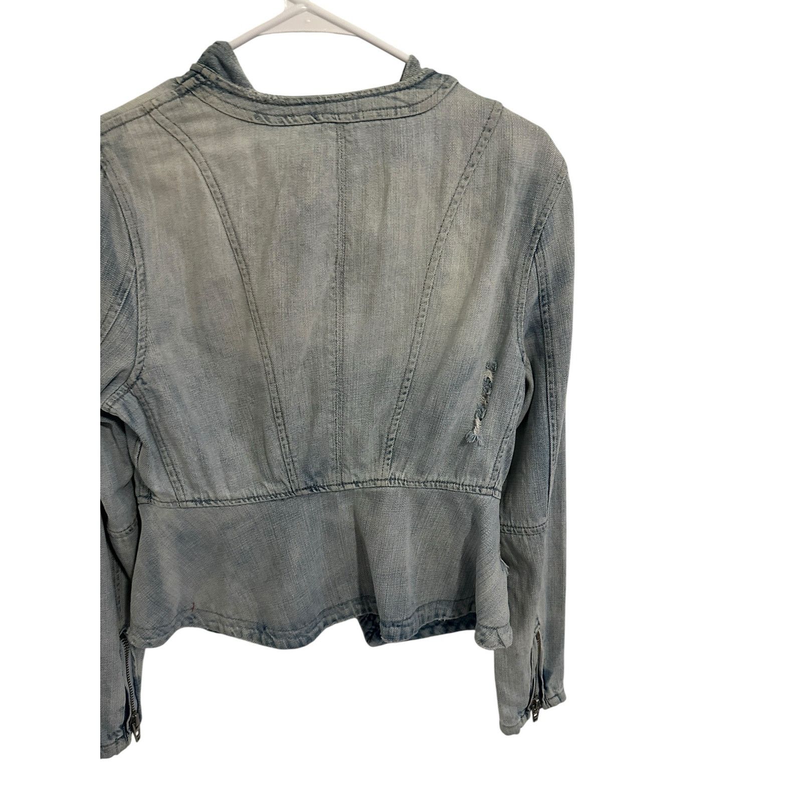 BLANKNYC BLANK NYC Blue Long Sleeve Zip Pocket Denim Zip Up Jacket Size S / US 4 / IT 40 - 11 Thumbnail