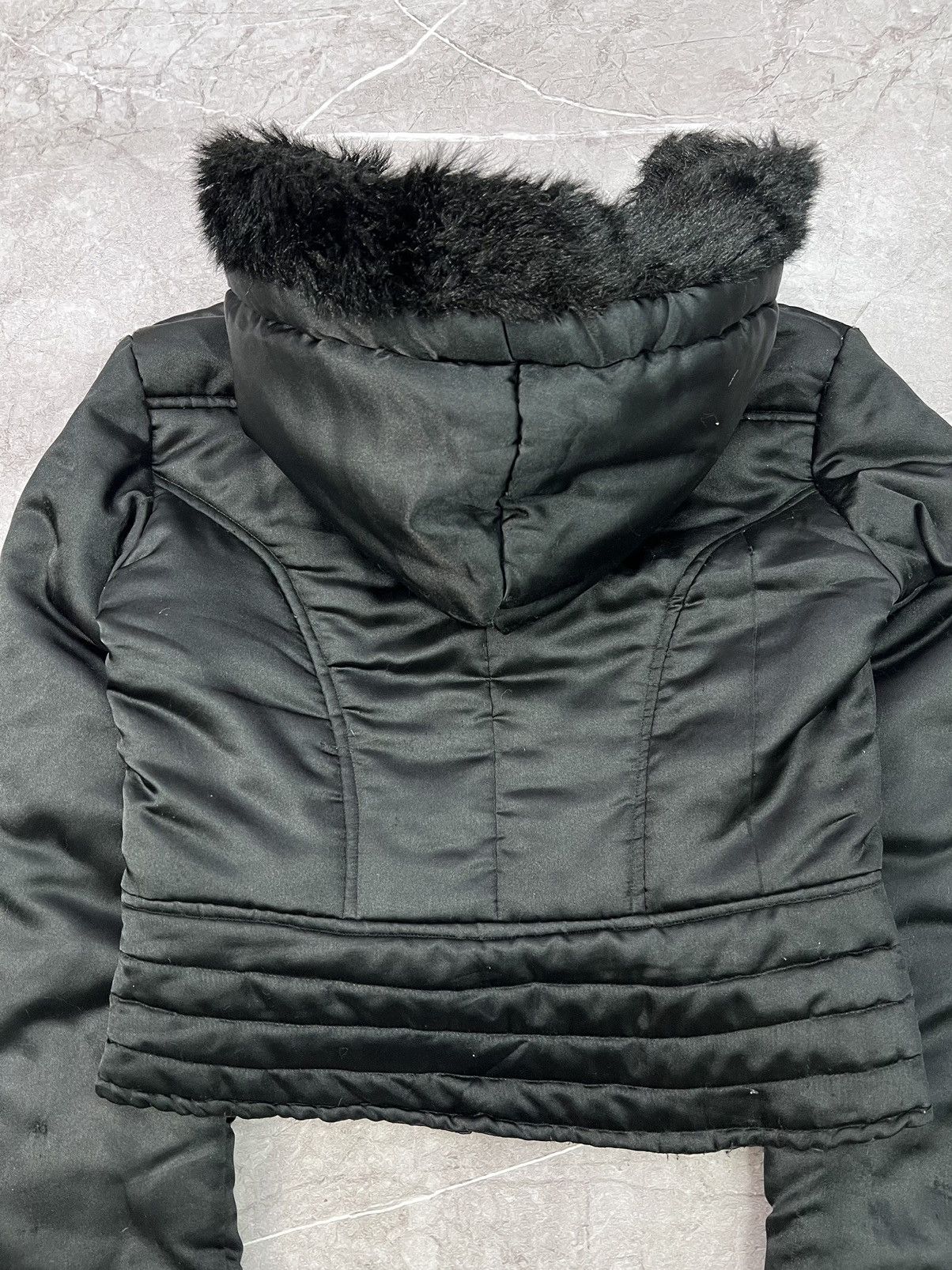 2000s Japanese Punk Grunge Fur Puffer Jacket opium style