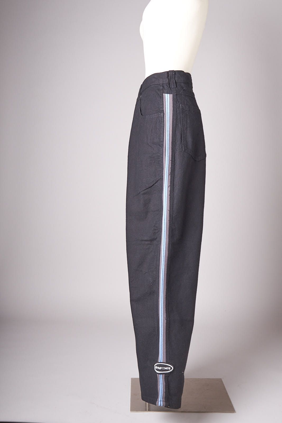 Split 1990s Deadstock Skateboarding Split Wide Baggy Black Pants Size US 34 / EU 50 - 2 Thumbnail