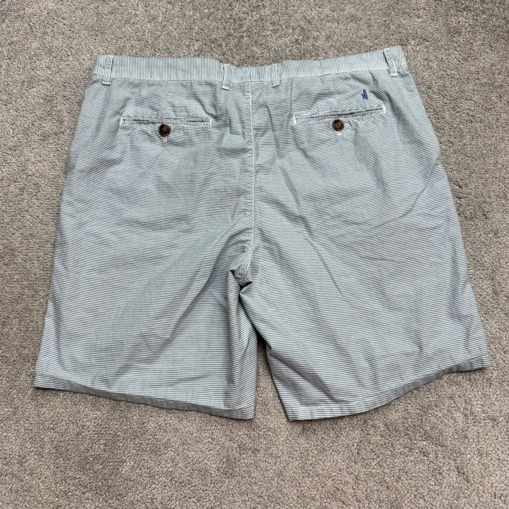johnnie-O Johnnie-O Striped Chino Shorts Mens 38 Gulf Blue 100% Cotton Flat Front Casual Size US 38 / EU 54 - 2 Thumbnail