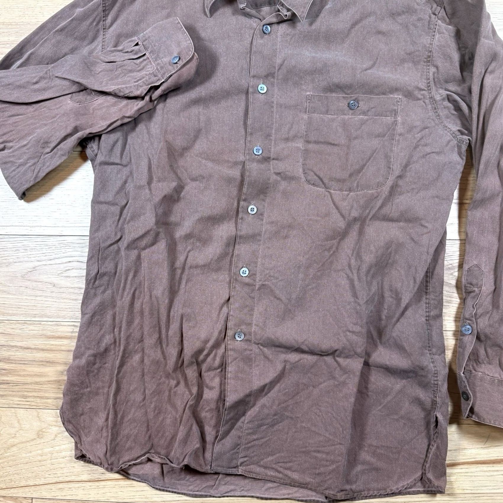 Ermenegildo Zegna VINTAGE Ermenegildo Zegna Button-Up Shirt Mens XL Spread Collar Burnt Brown Italy Made Size US XL / EU 56 / 4 - 3 Thumbnail