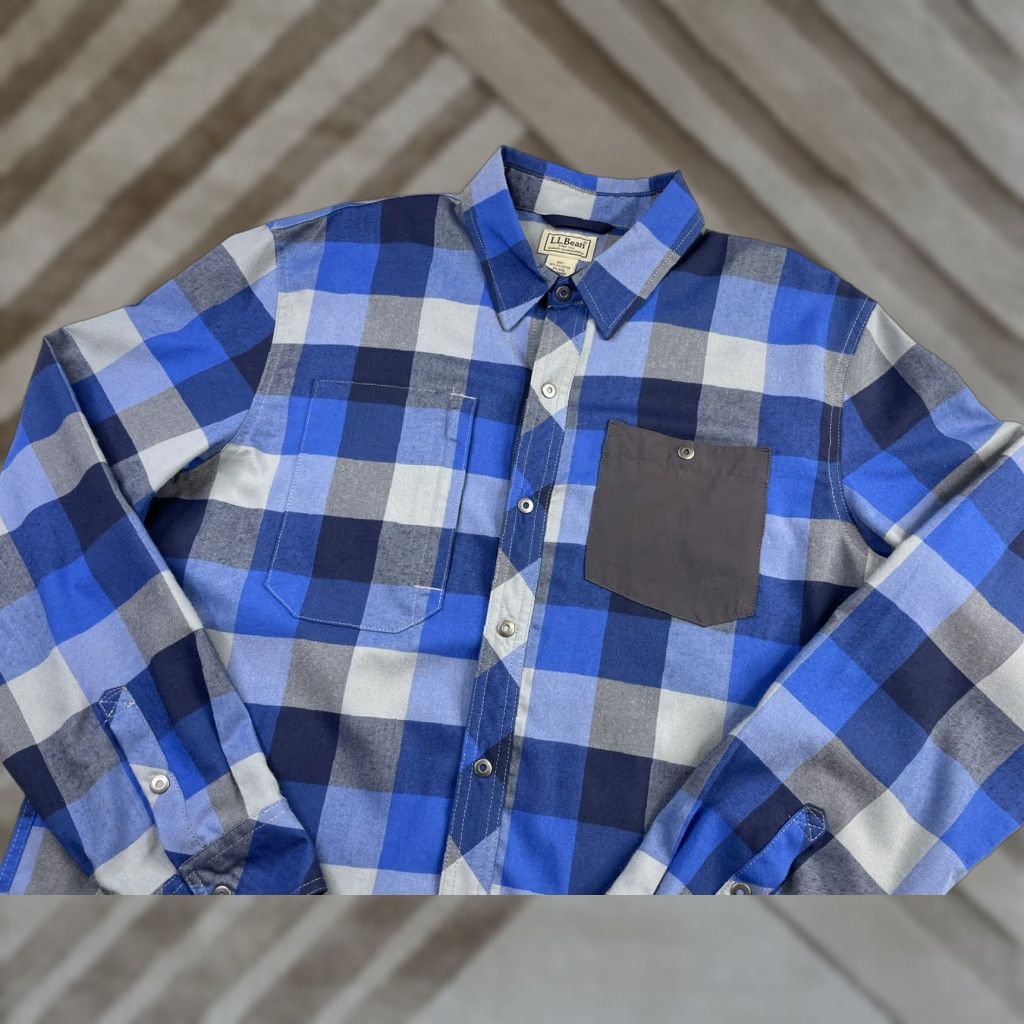 Vintage LL Bean Men Blue Plaid Check Long Sleeve Button-Down Shirt Large Size US L / EU 52-54 / 3 - 1 Thumbnail