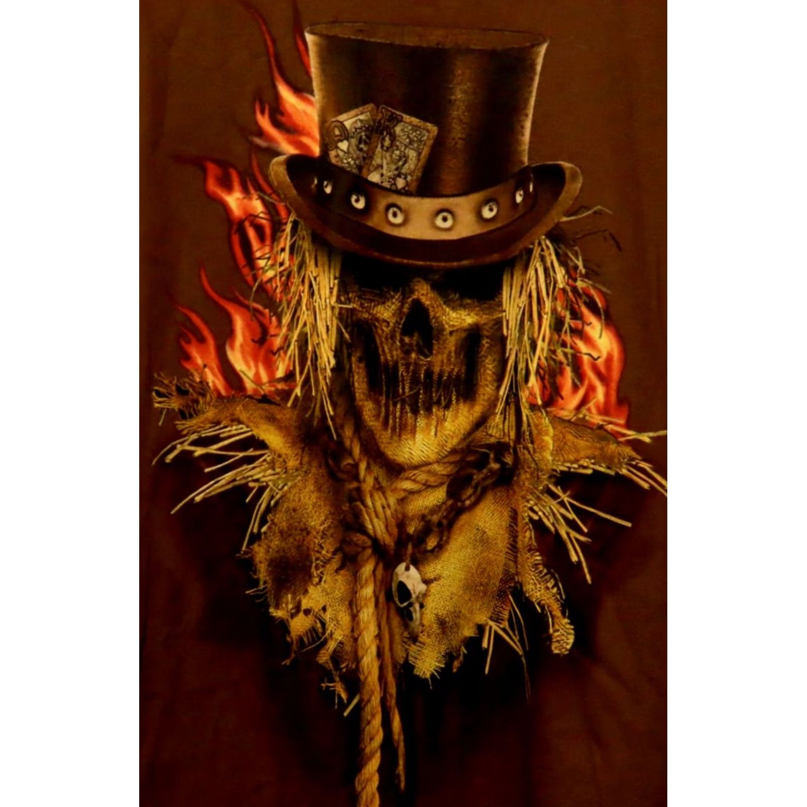 Vintage Halloween Skull Scarecrow Top Hat T-shirt Men XL Brown Graphic Print Crew Neck Short Sleeve Cotton Regular Fit N/A Size US XL / EU 56 / 4 - 2 Thumbnail