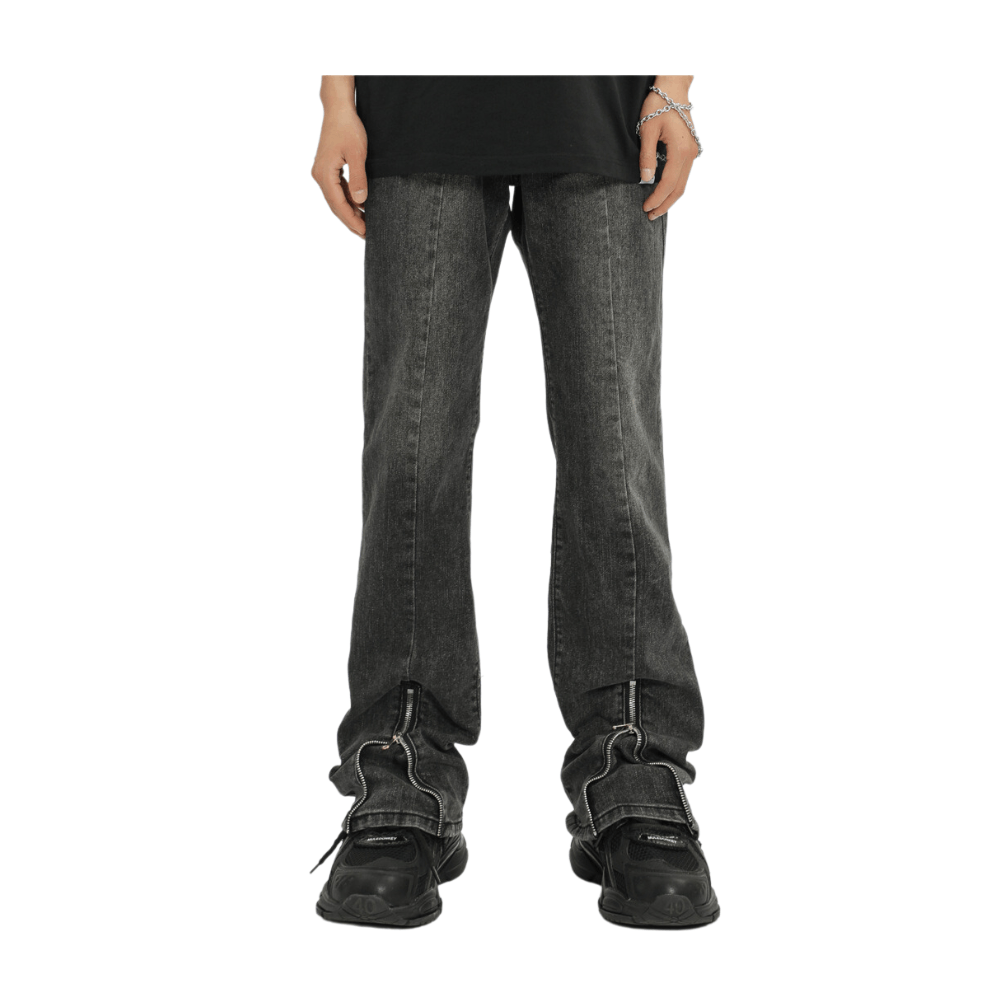 Jean Black Stacked Denim Jeans Size US 32 / EU 48 - 2 Thumbnail