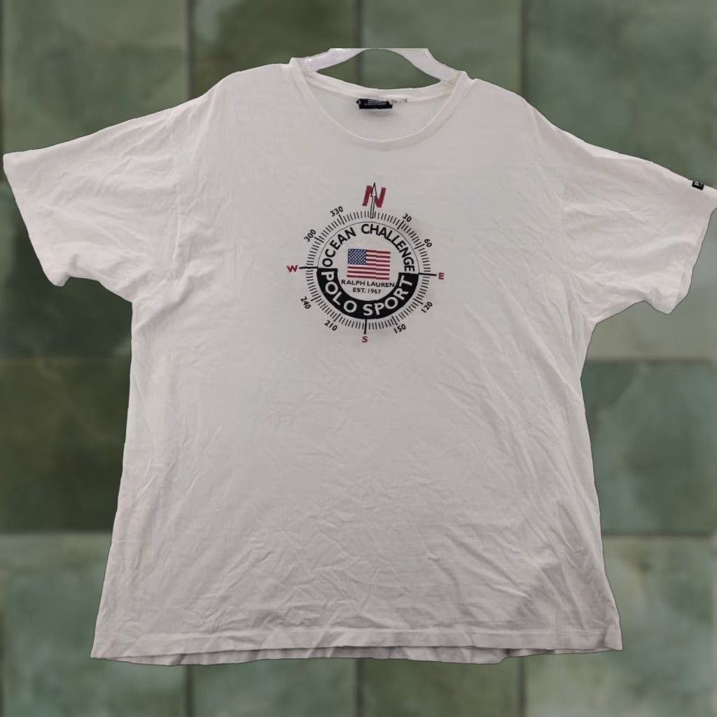 Vintage VINTAGE Polo Sport Shirt Mens XL White Logo 90s Compass Sports T-Shirt Mens XL White Vintage Polo Sport Shirt Size US XL / EU 56 / 4 - 1 Thumbnail