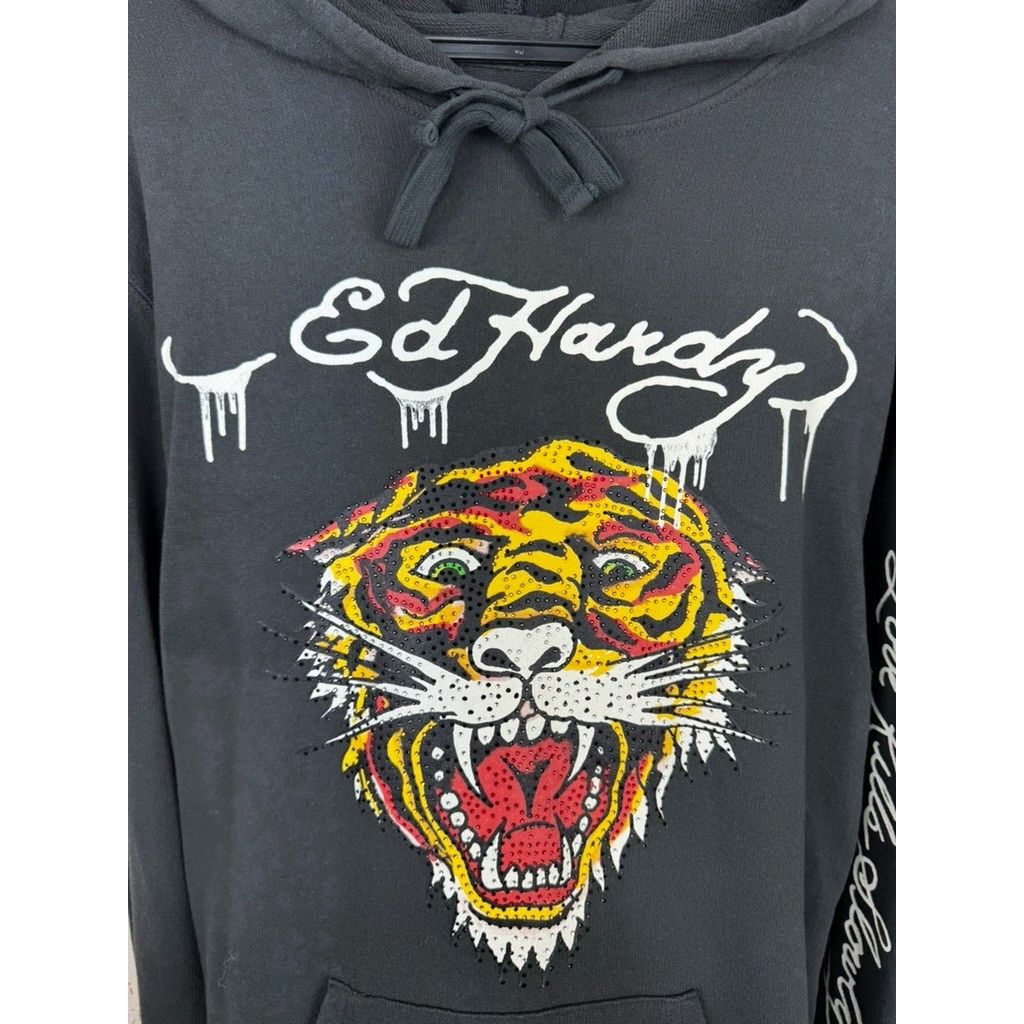 Ed Hardy Don Ed Hardy Rhinestone Tiger Black Hoodie Gray Size Large Y Size US L / EU 52-54 / 3 - 4 Thumbnail