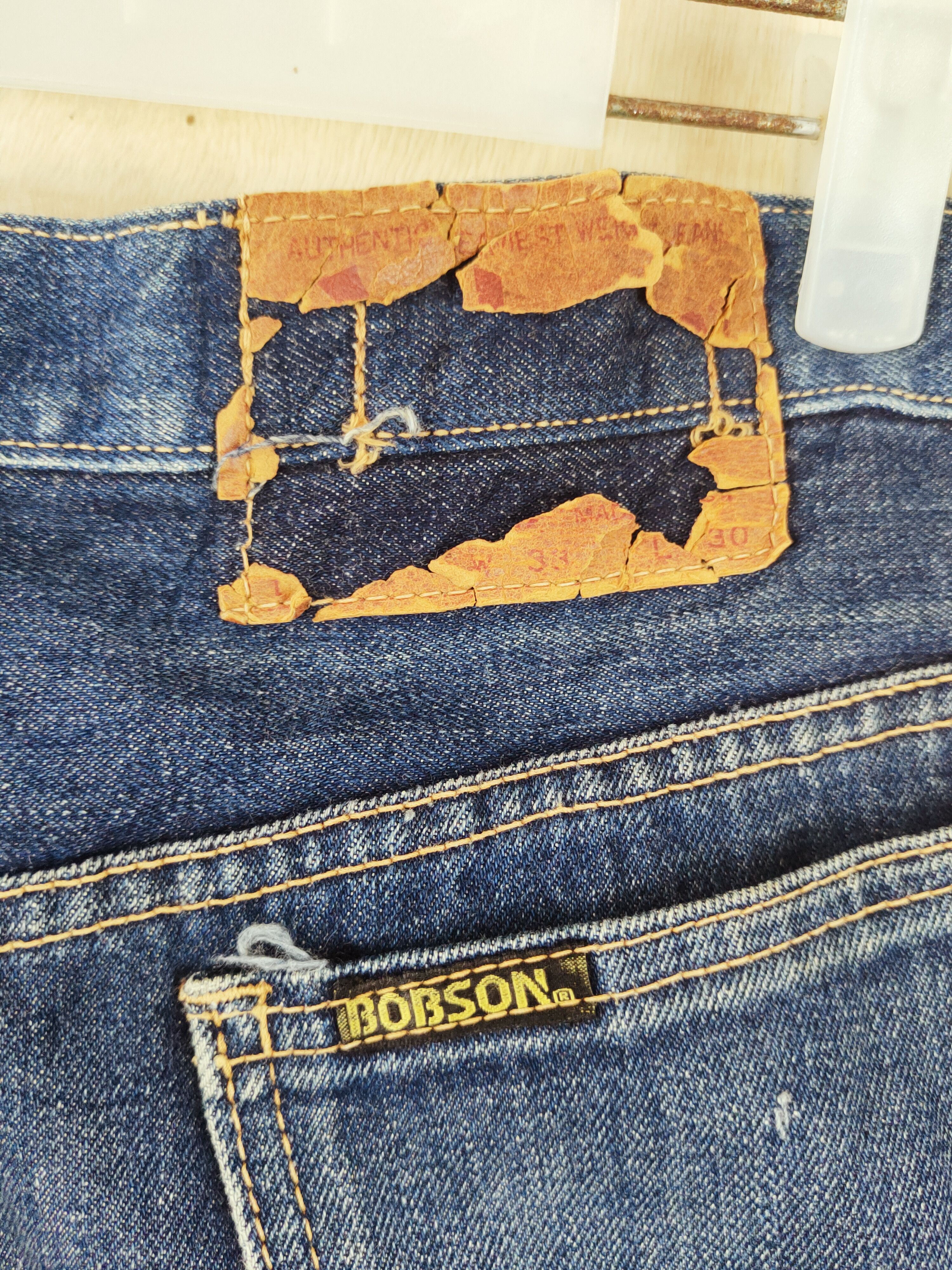 Vintage Bobson vintage Dark Blue Distressed Ripped Jeans #S2675 Size US 33 - 8 Thumbnail