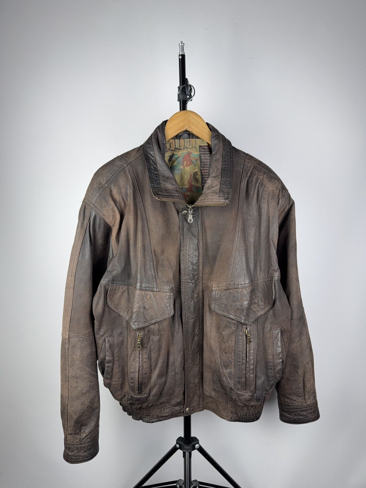 Leather Vintage Genuine Leather MOTO Bomber Jacket Rock Punk Rick Size US L / EU 52-54 / 3 - 1 Thumbnail