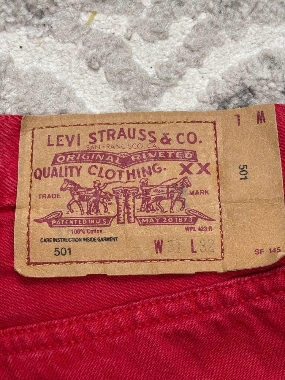 Levi's Vintage Clothing Vintage 90s Levi’s 501 Red Denim Jeans • Made in USA • W31 Size US 31 - 5 Thumbnail