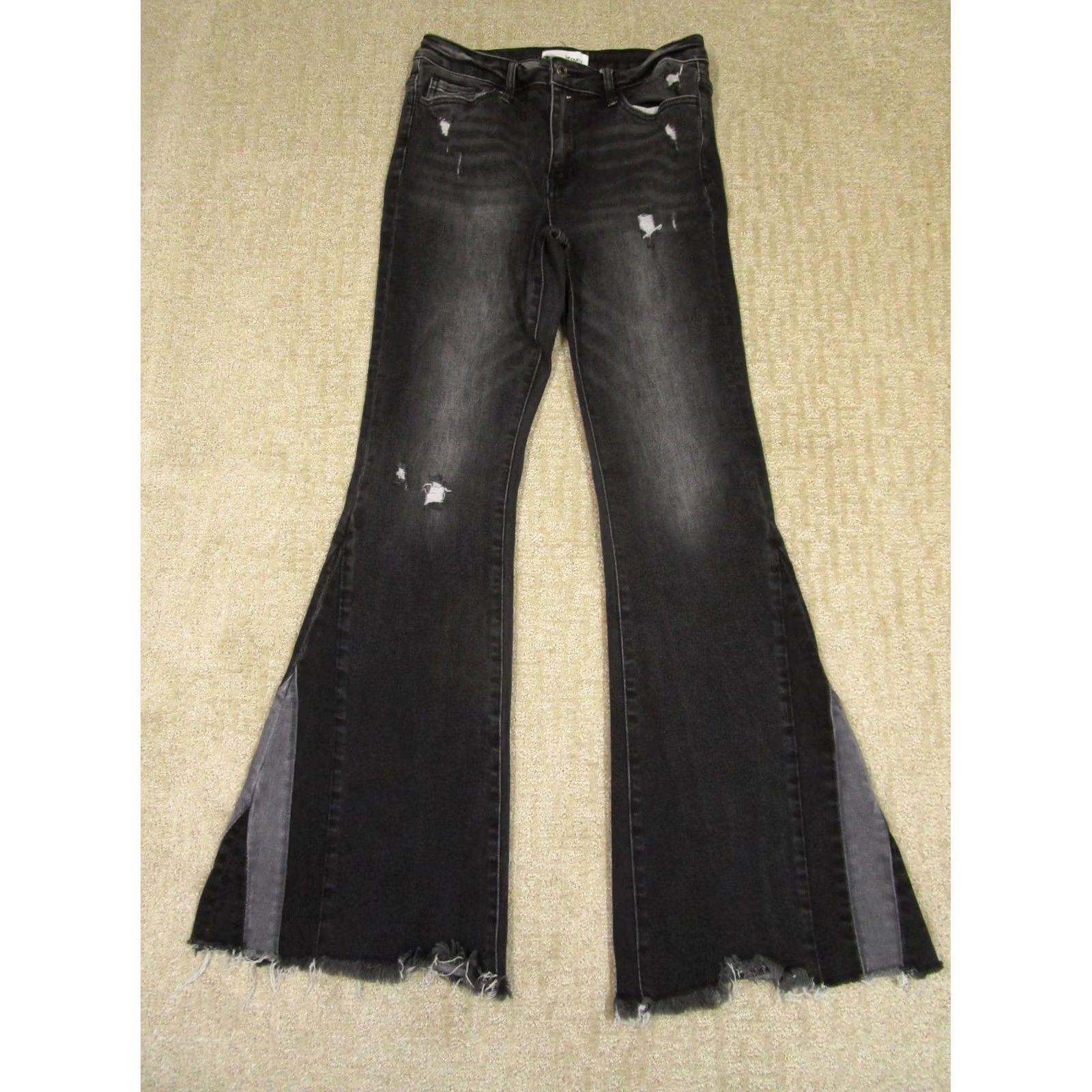 Vintage VERVET Jeans Women 29 Black High Rise Flared Distressed Frayed Hem Stretch Jeans Size 29" - 2 Thumbnail