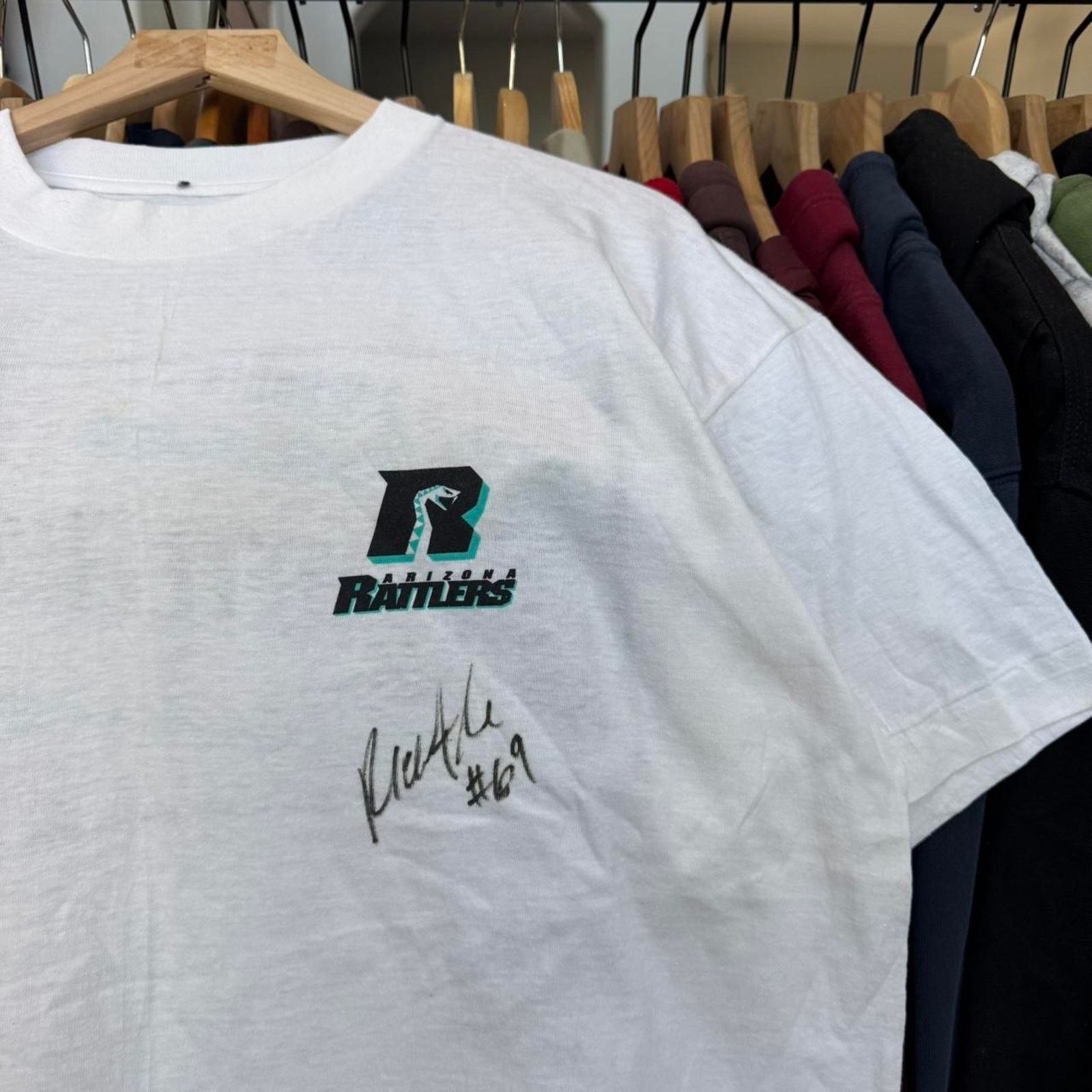 Other Vintage 90s Arizona Rattlers Signed Football T-Shirt White Size US XL / EU 56 / 4 - 1 Thumbnail