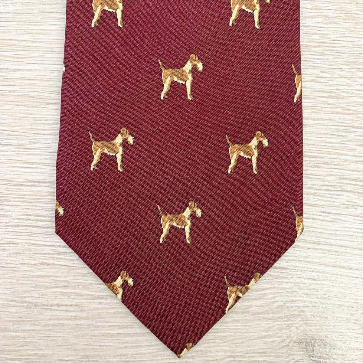 Paul Stuart Paul Stuart Burgundy Red Dog Print Print Silk Tie Size ONE SIZE - 2 Thumbnail